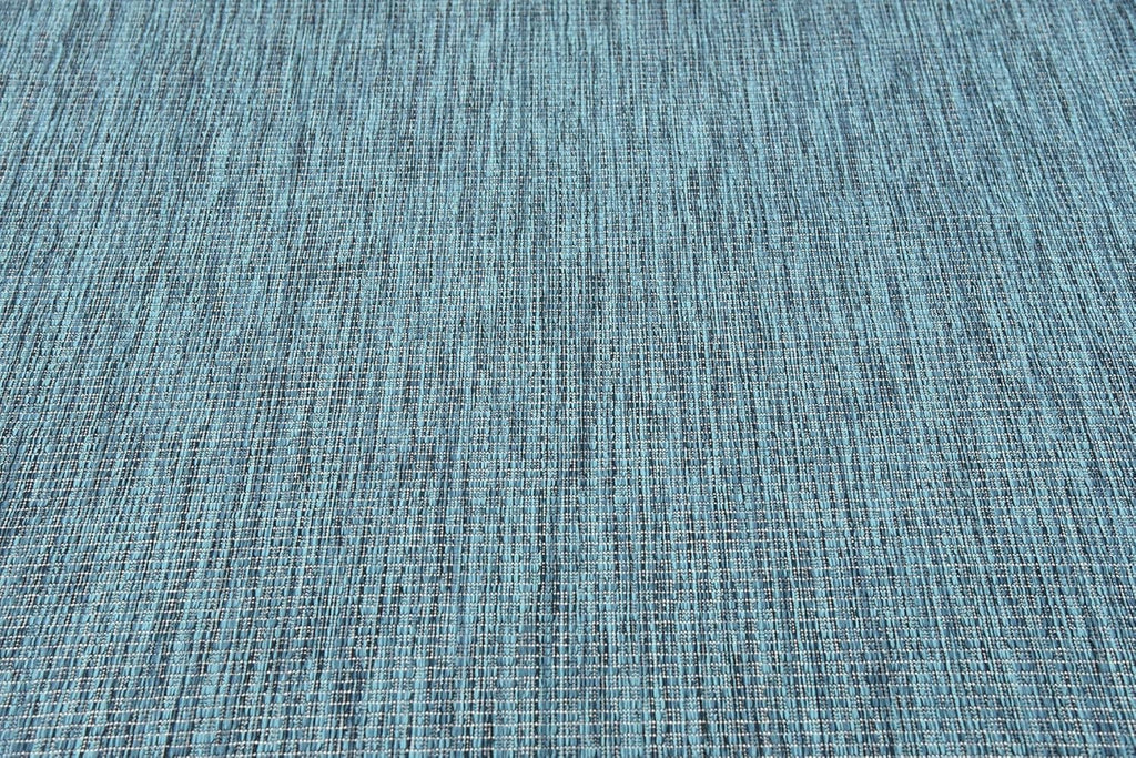 Unique Loom Collection Casual Transitional Solid Heathered Indoor/Outdoor Flatweave Area Rug (6' 1" x 9' Rectangle, Teal/Navy Blue)