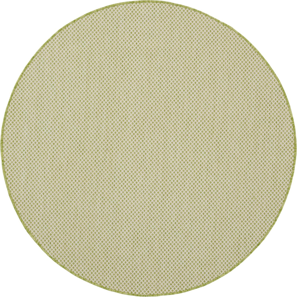 Nourison Home Courtyard Indoor/Outdoor Ivory Green 4' x Round Area Rug, Easy Cleaning, Non Shedding, Bed Room, Living Room, Dining Room, Backyard, Deck, Patio (4 Round)