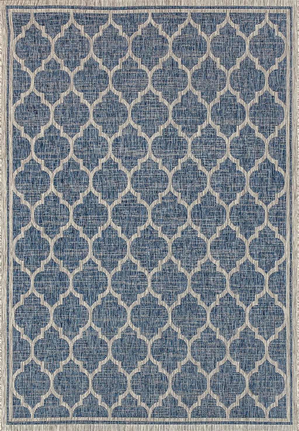 Eyely BMS109D-4 Santa Monica Trebol Moroccan Trellis Textured Weave Indoor/Outdoor Area Rug Coastal;Bohemian, Bedroom, Backyard, Patio, Easy-Cleaning, Non-Shedding, 4 X 6, Navy/Gray