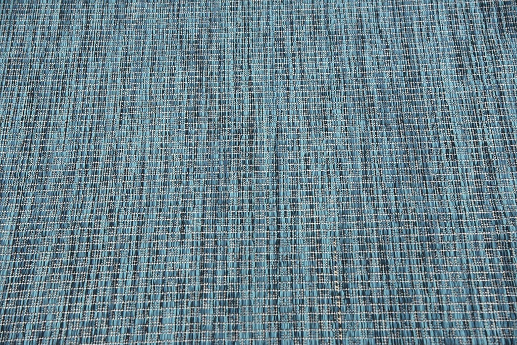 Unique Loom Collection Casual Transitional Solid Heathered Indoor/Outdoor Flatweave Area Rug (4' 1" x 6' 1" Rectangle, Teal/Navy Blue)