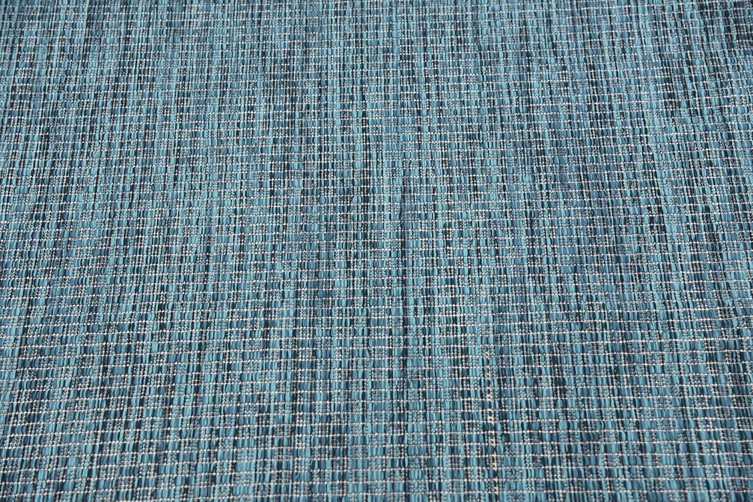 Unique Loom Collection Casual Transitional Solid Heathered Indoor/Outdoor Flatweave Area Rug (4' 1" x 6' 1" Rectangle, Teal/Navy Blue)
