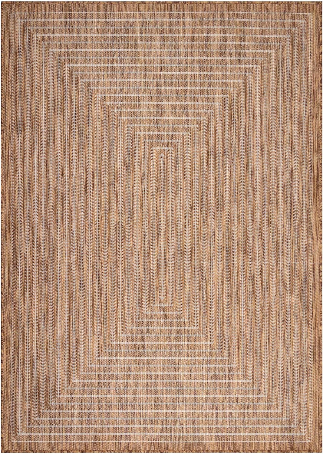 Adiva Rugs Outdoor Indoor Area Rug, Weather Resistant, Easy to Clean, Stain Resistant Floor Mat for Dining Room, Backyard, Deck, Patio (Wooden, 9' x 12')