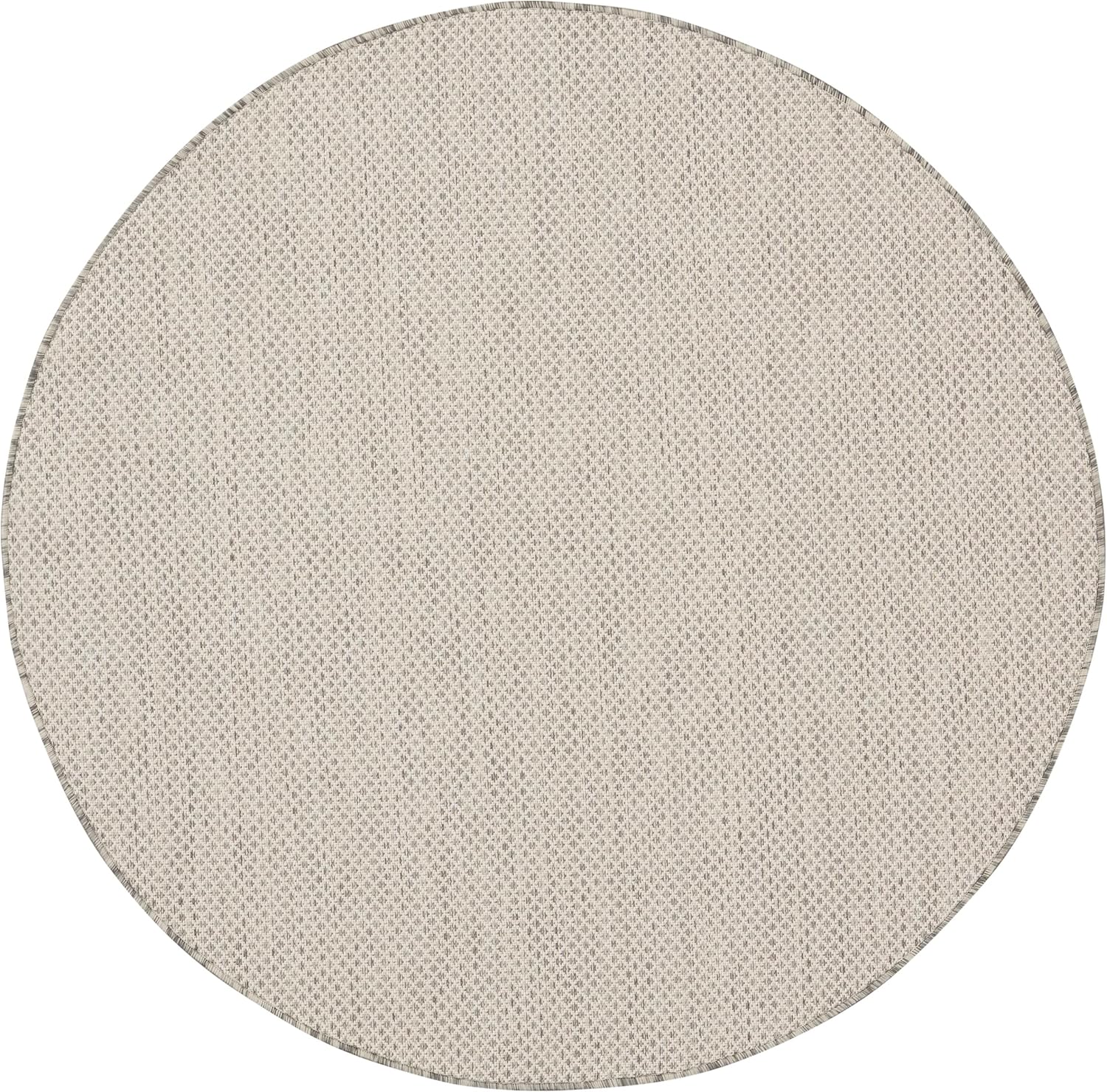 Nourison Home Courtyard Indoor/Outdoor Ivory/Silver 4' x Round Area Rug, Easy Cleaning, Non Shedding, Bed Room, Living Room, Dining Room, Backyard, Deck, Patio (4 Round)