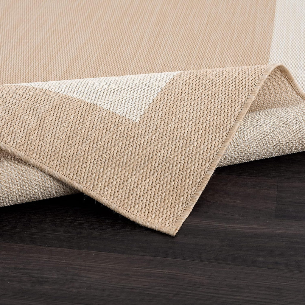 CAMILSON Outdoor Rug 9x12, Large Modern Outside Rugs for Patios Porches Waterproof Durable Washable Non-Shedding, Easy-to-Clean Indoor Outdoor Area Carpet (9 x 12, Bordered - Beige/White)