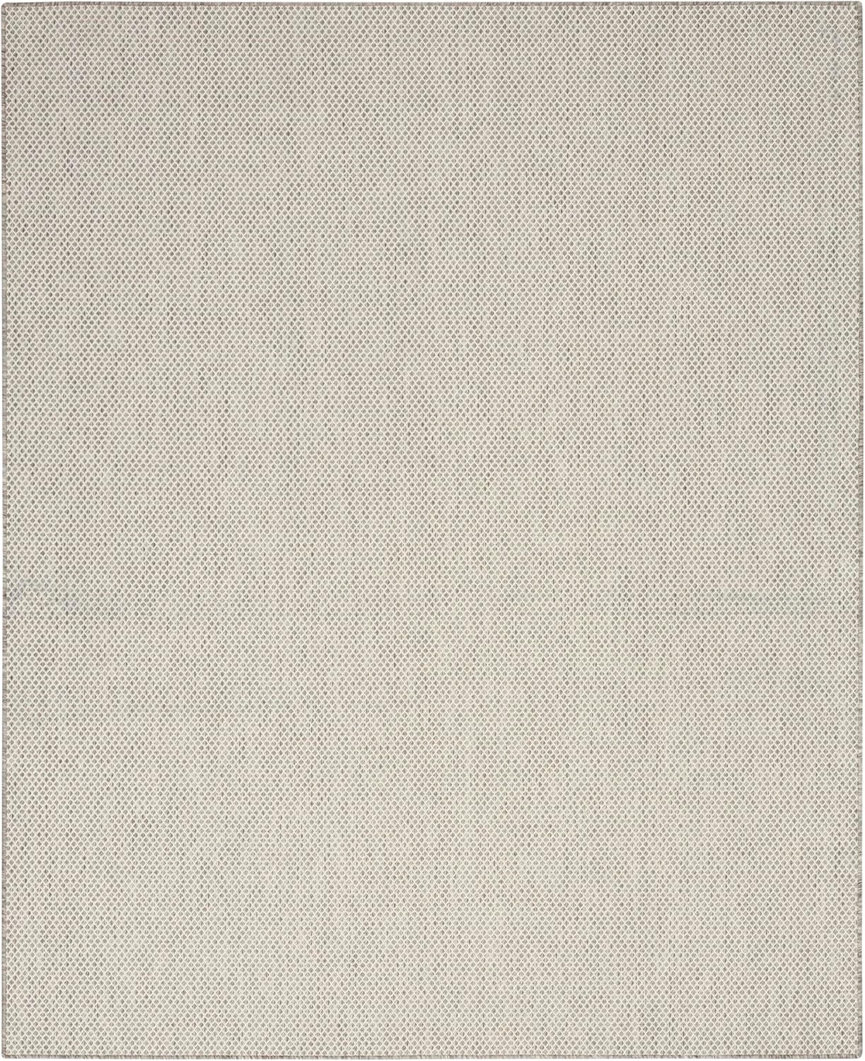 Nourison Courtyard Indoor/Outdoor Ivory Silver 8' x 10' Area Rug, Geometric, Easy Cleaning, Non Shedding, Bed Room, Living Room, Dining Room, Deck, Patio, Backyard (8x10)