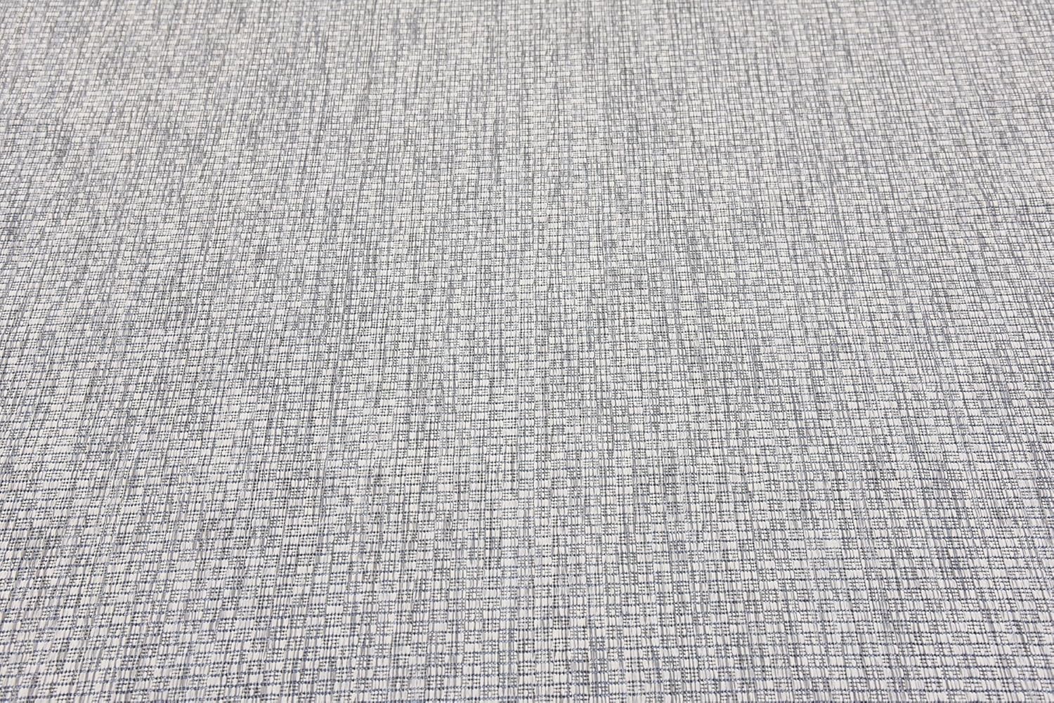Unique Loom Collection Casual Transitional Solid Heathered Indoor/Outdoor Flatweave Area Rug (5' 3" x 8' Rectangle, Light Gray/Ivory)