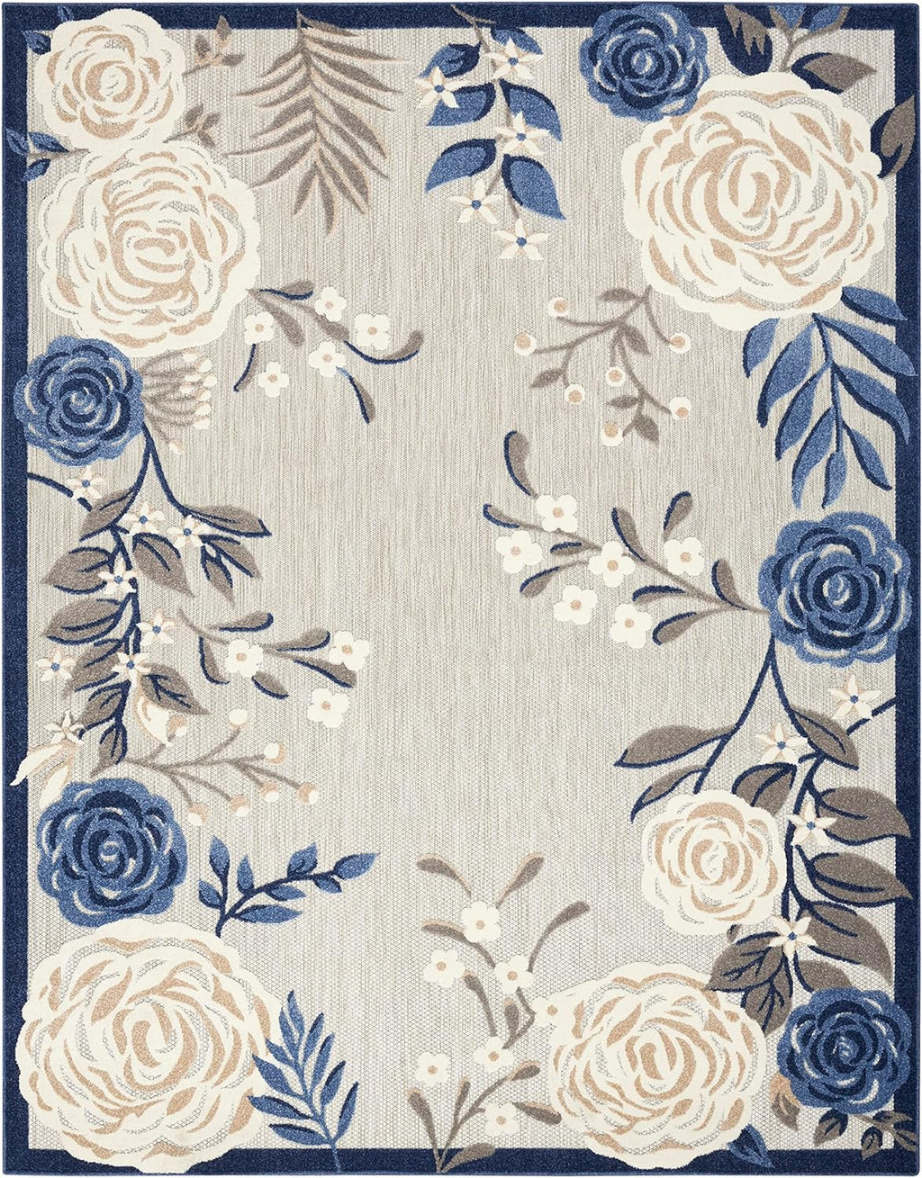 Nourison Aloha 5' x 8' Blue Gray Fabric Contemporary Area Rug (5' x 8')