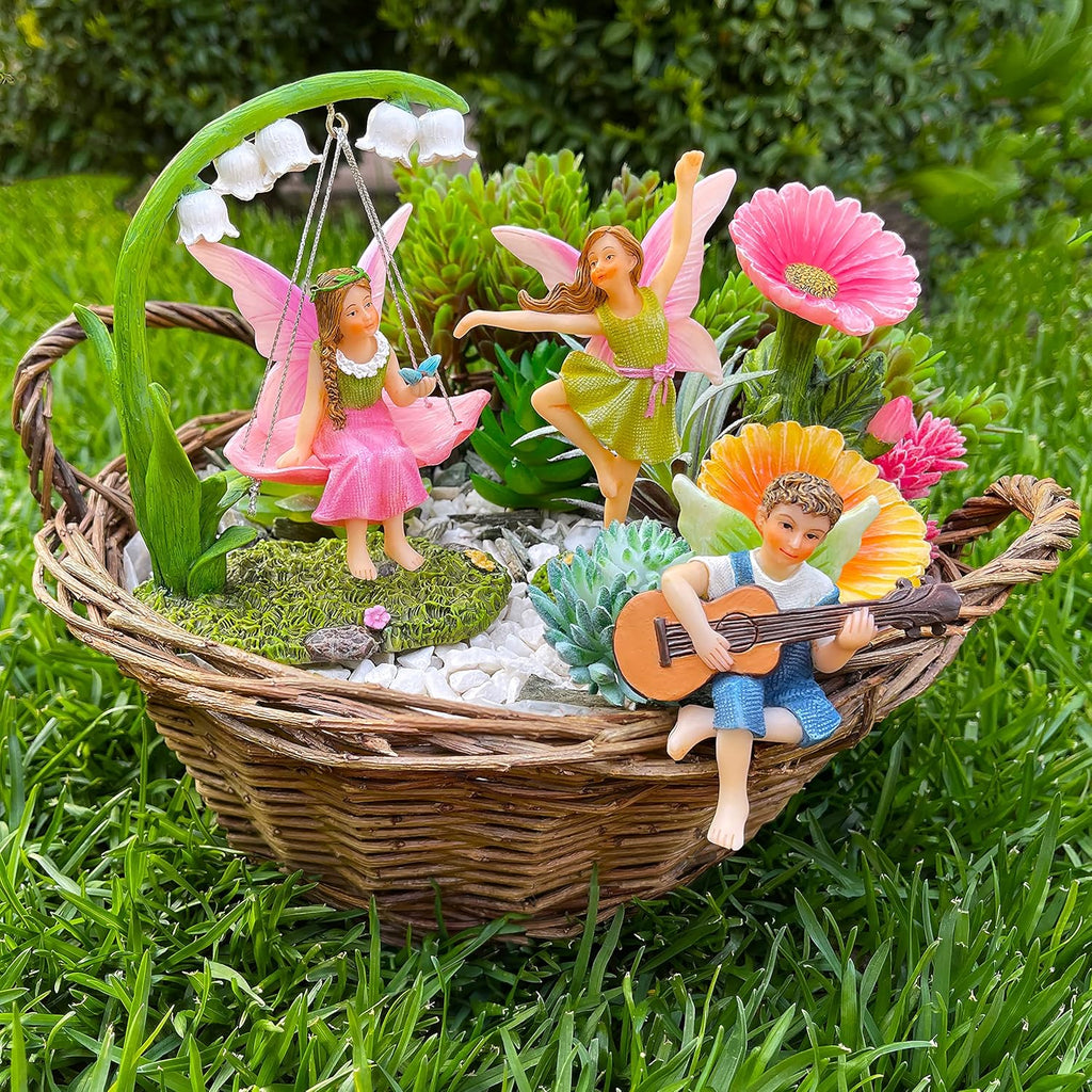 Mood Lab Fairy Garden - Dancing Swing Accessories Kit of 5 pcs - Miniature Garden Figurines Set - Outdoor or House Decor