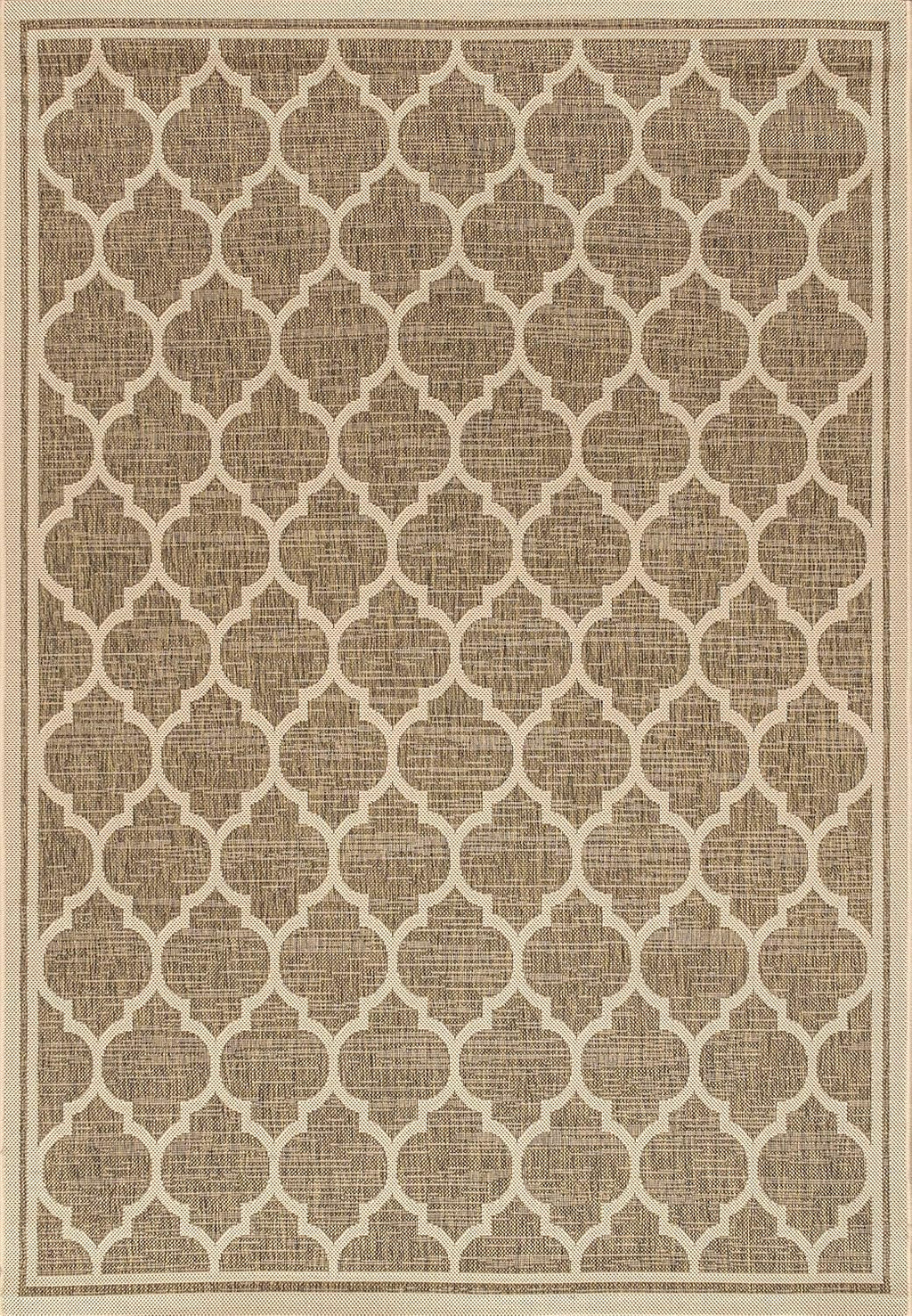 Eyely BMS109A-3 Santa Monica Trebol Moroccan Trellis Textured Weave Indoor/Outdoor Area Rug Coastal;Bohemian, Bedroom, Backyard, Patio, Easy-Cleaning, Non-Shedding, 3 X 5, Brown/Beige
