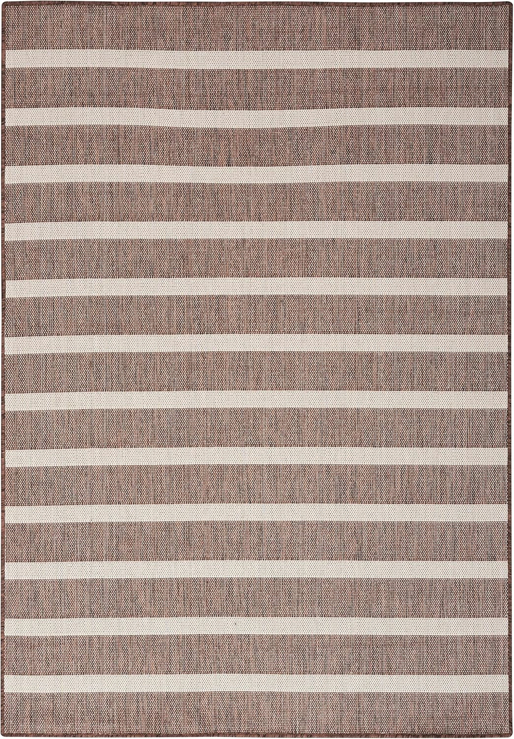 Nourison Home Positano Indoor/Outdoor Natural Ivory 6' x 9' Area Rug, Easy Cleaning, Non Shedding, Bed Room, Living Room, Dining Room, Deck, Backyard, Patio (6x9)