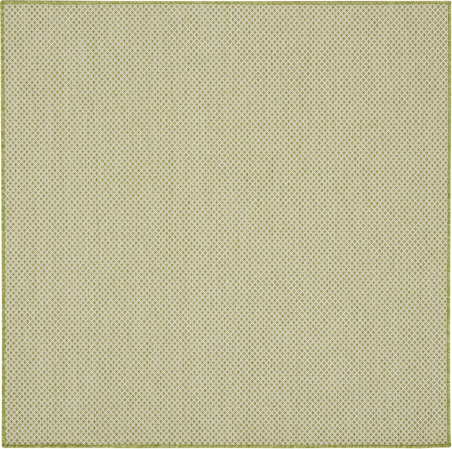 Nourison Home Courtyard 4' x Square Ivory Green Fabric Modern Area Rug (4' Square)