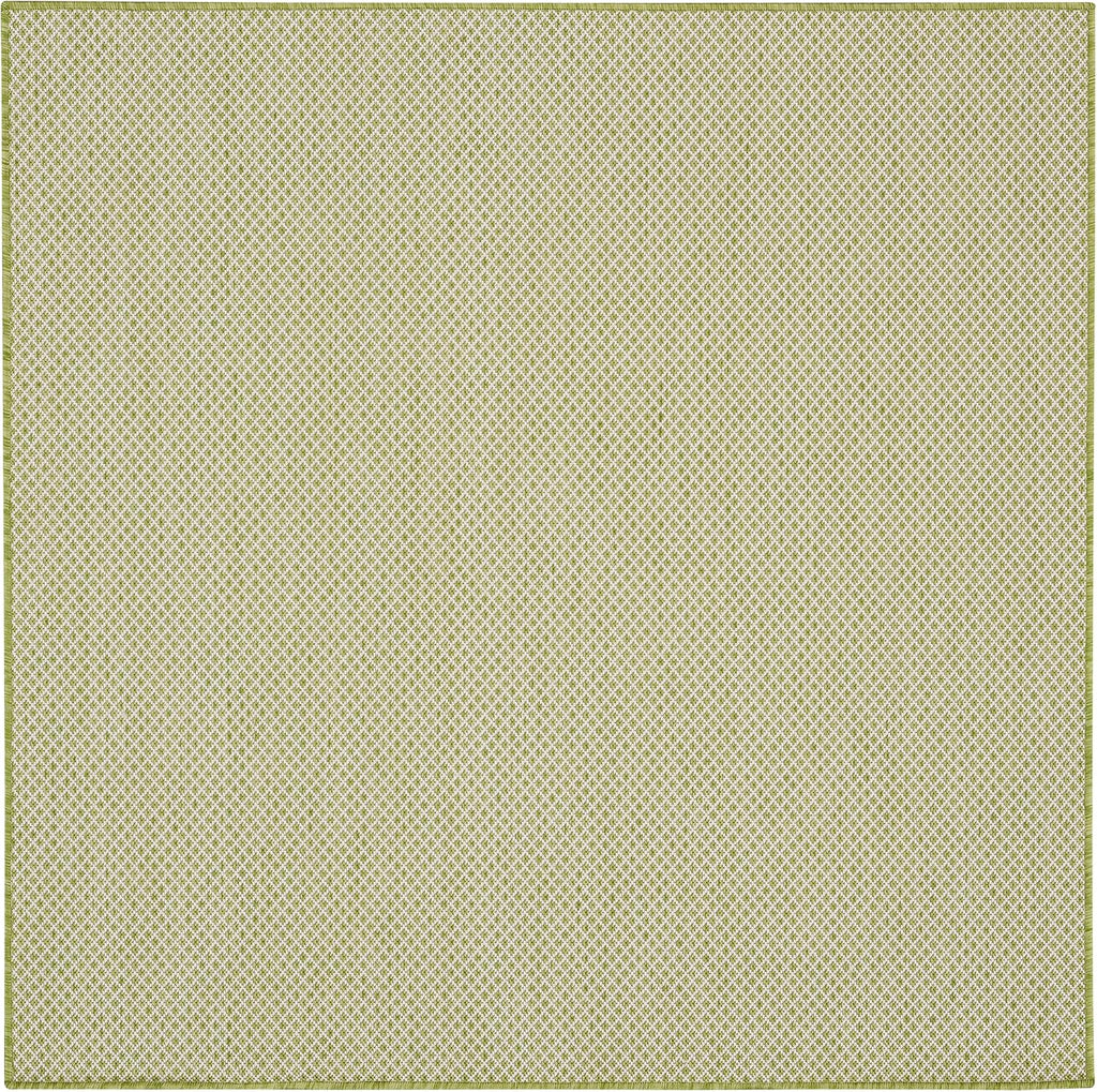 Nourison Home Courtyard Indoor/Outdoor Ivory Green 5' x Square Area Rug, Easy Cleaning, Non Shedding, Bed Room, Living Room, Dining Room, Backyard, Deck, Patio (5 Square)