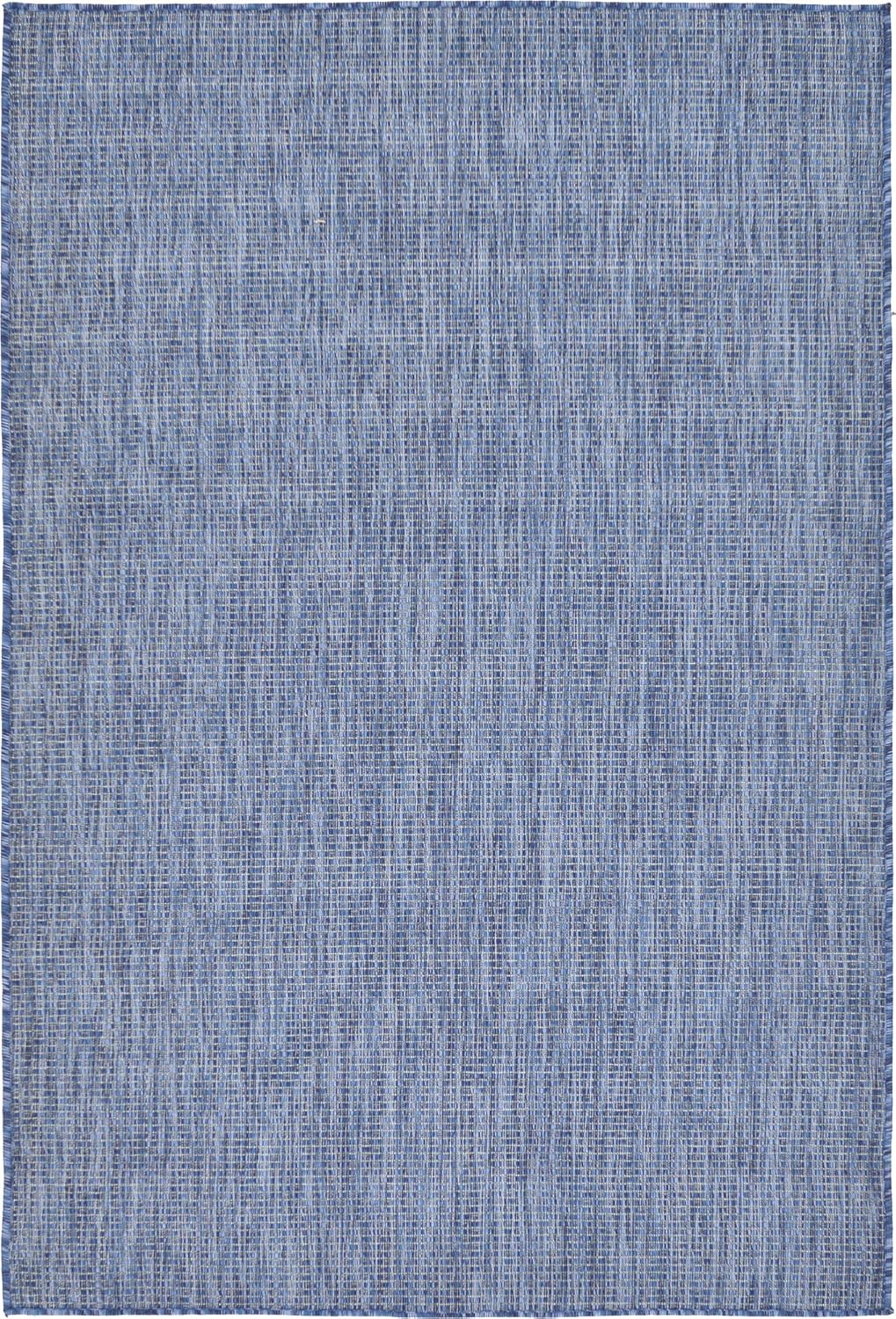 Unique Loom Collection Casual Transitional Solid Heathered Indoor/Outdoor Flatweave Area Rug (4' 1" x 6' 1" Rectangle, Blue/Navy Blue)