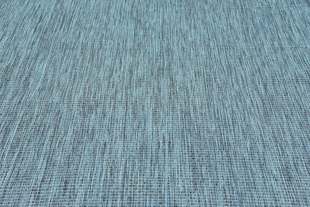 Unique Loom Collection Casual Transitional Solid Heathered Indoor/Outdoor Flatweave Area Rug (8' x 11' 4" Rectangle, Teal/Navy Blue)