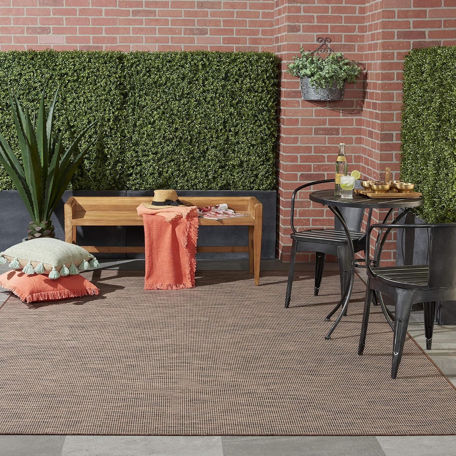 Nourison Positano Indoor-Outdoor Natural 8' x 10' Area Rug, Easy Cleaning, Non Shedding, Bed Room, Living Room, Dining Room, Backyard, Deck, Patio (8x10)