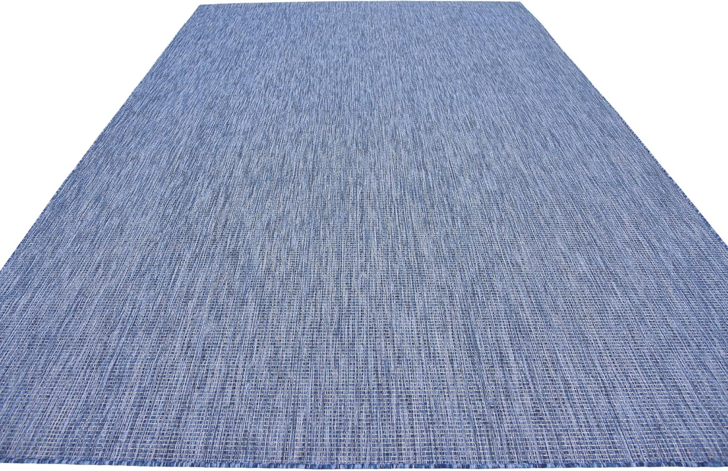 Unique Loom Collection Casual Transitional Solid Heathered Indoor/Outdoor Flatweave Area Rug (8' x 11' 4" Rectangle, Blue/Navy Blue)