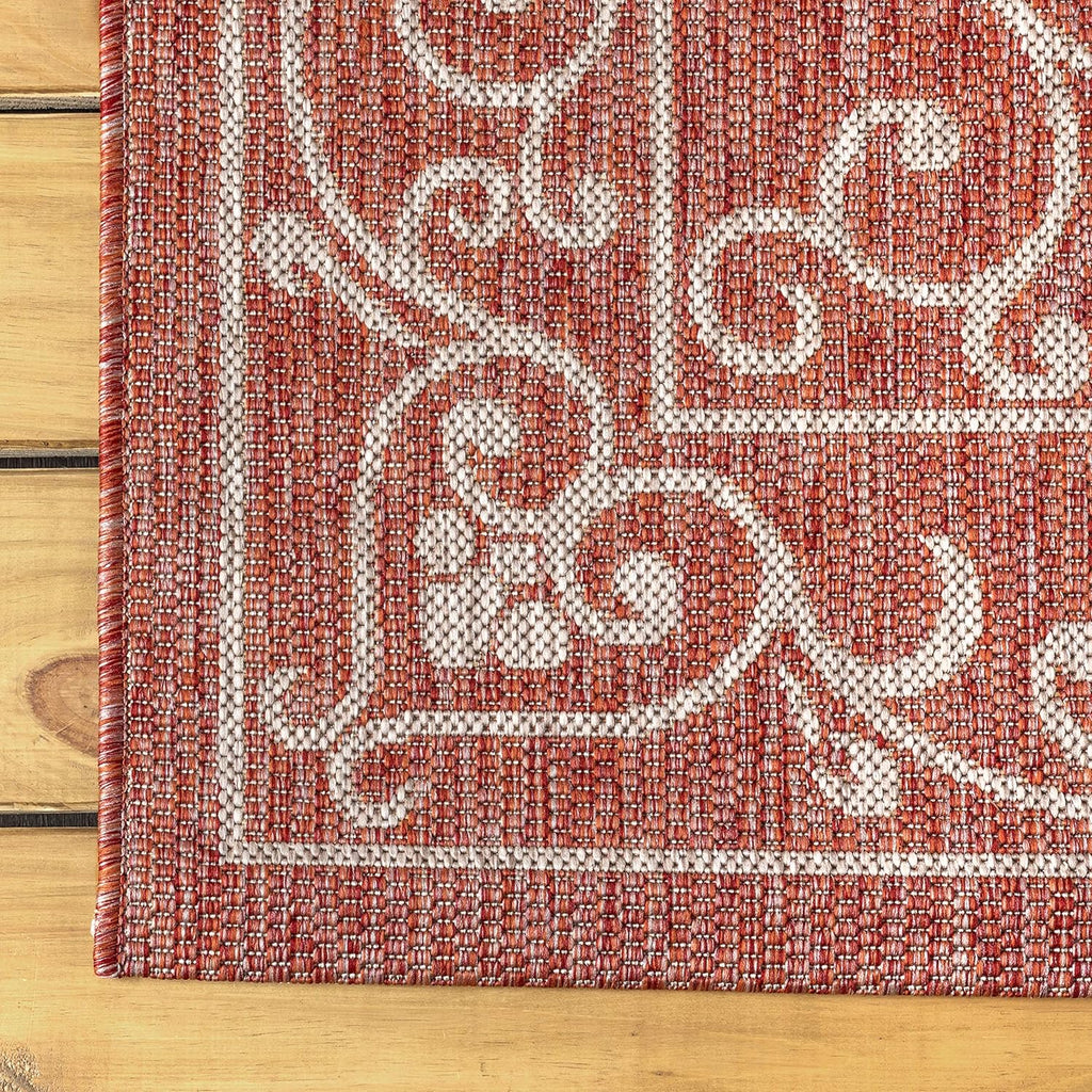 JONATHAN Y SMB106B-4 Charleston Vintage Filigree Textured Weave Indoor/Outdoor Red/Beige 4 ft. x 6 ft. Area Rug, Classic,Easy-Cleaning,HighTraffic,LivingRoom,Backyard, Non Shedding