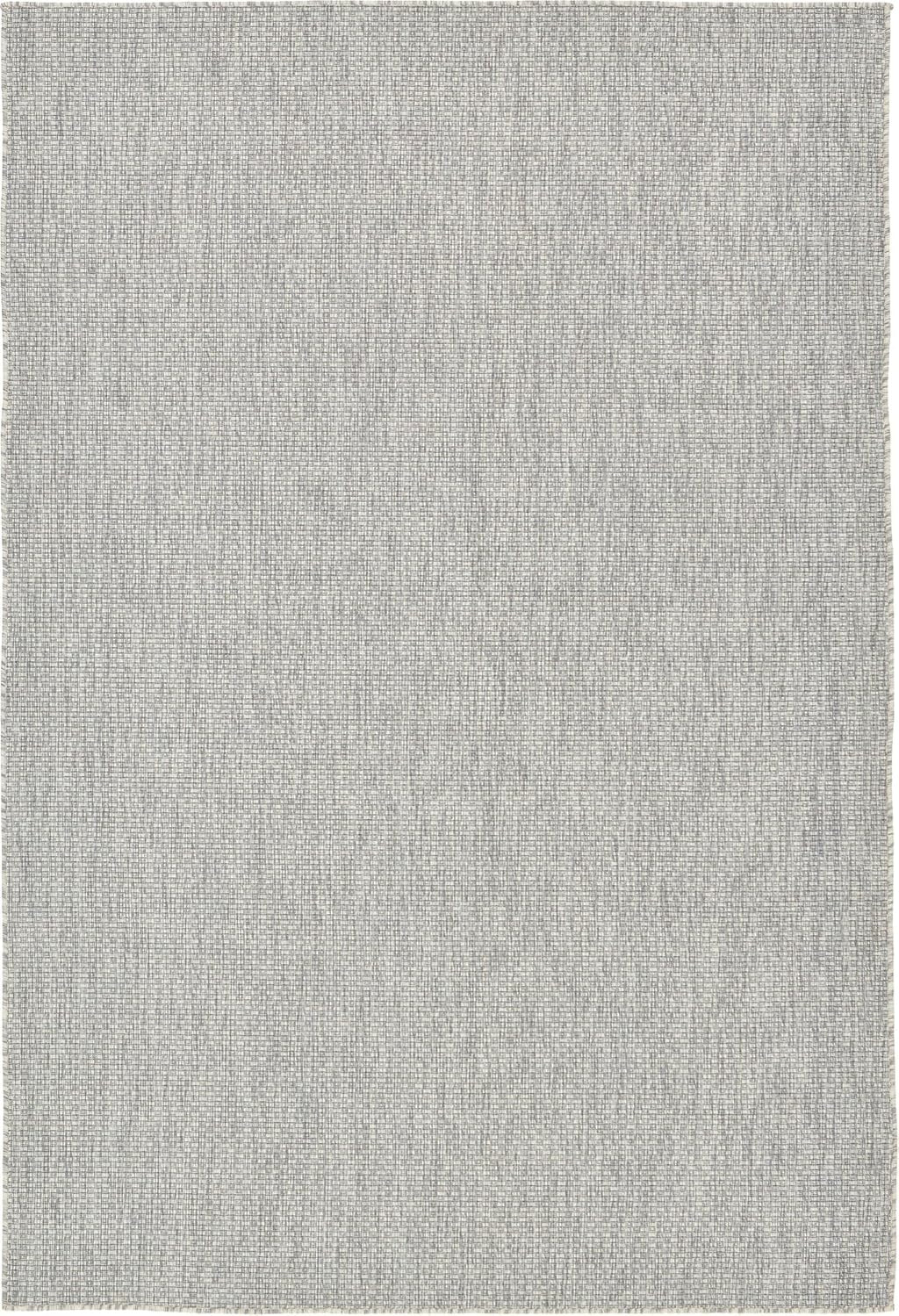 Unique Loom Collection Casual Transitional Solid Heathered Indoor/Outdoor Flatweave Area Rug (6' 1" x 9' Rectangle, Light Gray/Ivory)