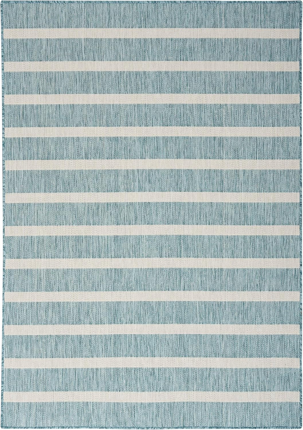 Nourison Home Positano Indoor/Outdoor Aqua Ivory 5' x 7' Area Rug, Easy Cleaning, Non Shedding, Bed Room, Living Room, Dining Room, Deck, Backyard, Patio (5x7)