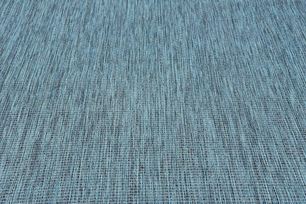 Unique Loom Collection Casual Transitional Solid Heathered Indoor/Outdoor Flatweave Area Rug (7' 1" x 10' Rectangle, Teal/Navy Blue)