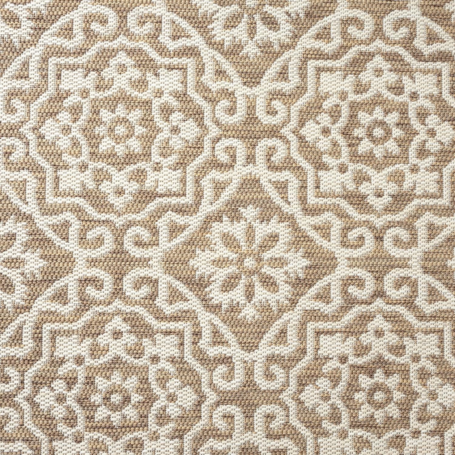 Nicole Miller New York Patio Country Julia Transitional Geometric Indoor/Outdoor Area Rug, Brown/Beige, 5'2"x7'2"