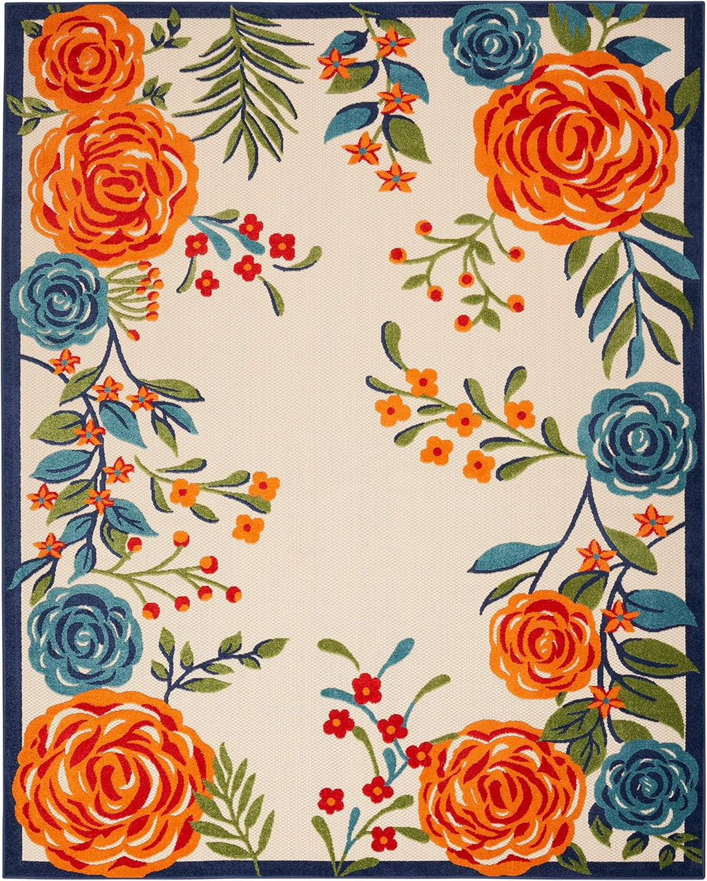 Nourison Home Aloha Indoor/Outdoor Modern Multicolor 5'3" x 7'5" Area Rug, Easy Cleaning, Non Shedding, Bed Room, Living Room, Dining Room, Kitchen (5x7)