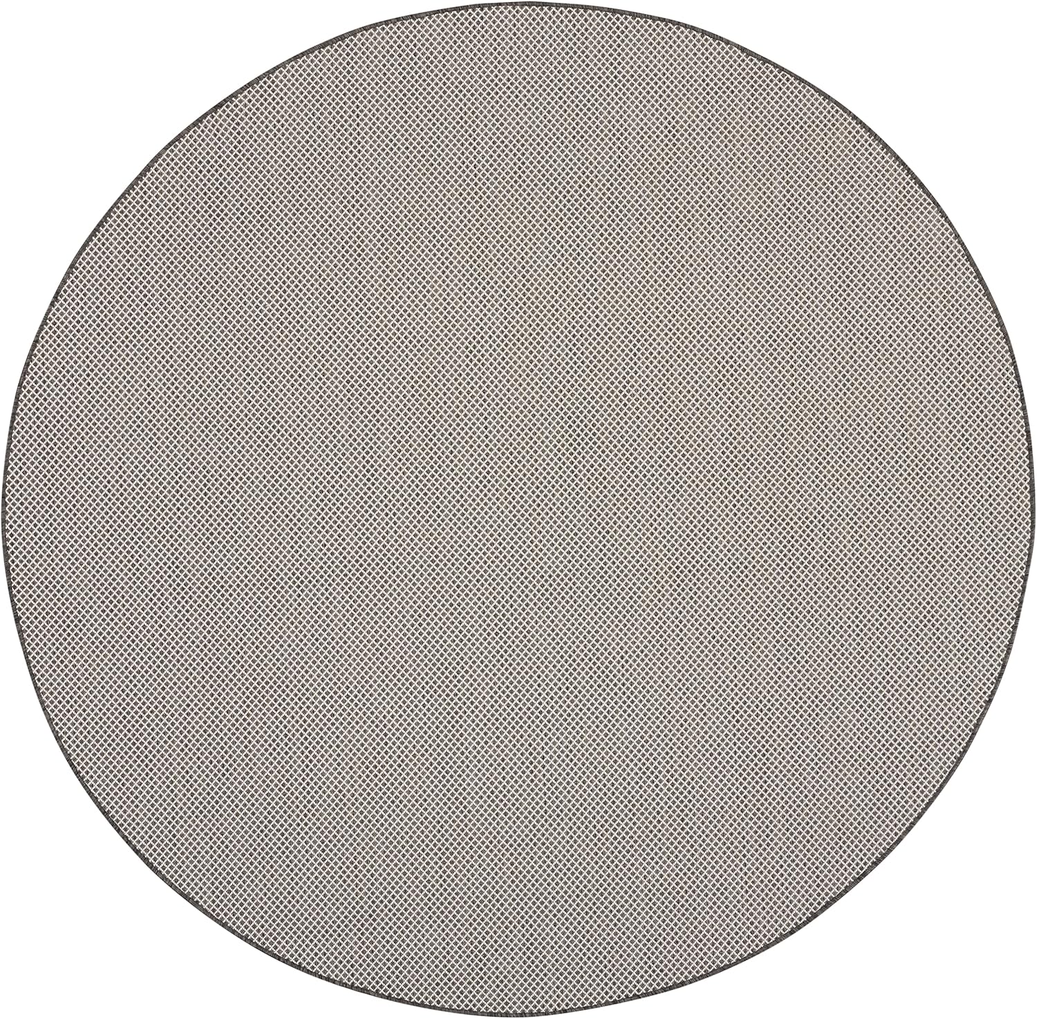 Nourison Home Courtyard Indoor/Outdoor Ivory/Charcoal 6' x Round Area Rug, Easy Cleaning, Non Shedding, Bed Room, Living Room, Dining Room, Backyard, Deck, Patio (6 Round)