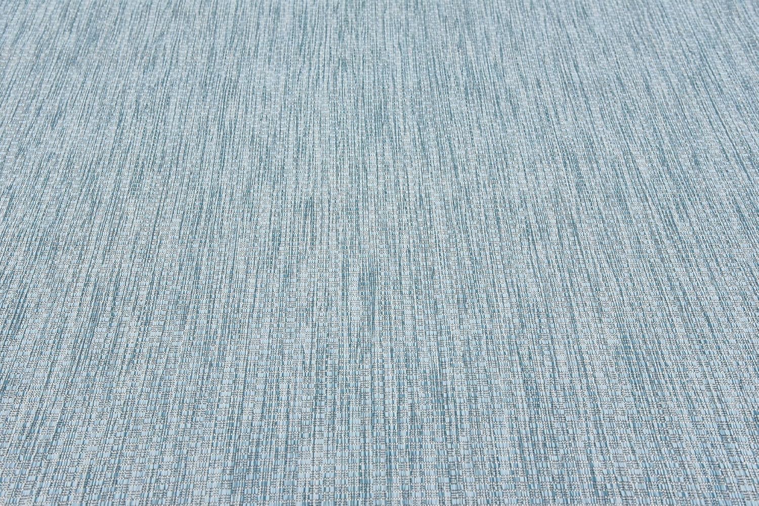 Unique Loom Collection Casual Transitional Solid Heathered Indoor/Outdoor Flatweave Area Rug (7' 1" x 10' Rectangle, Aquamarine/Ivory)