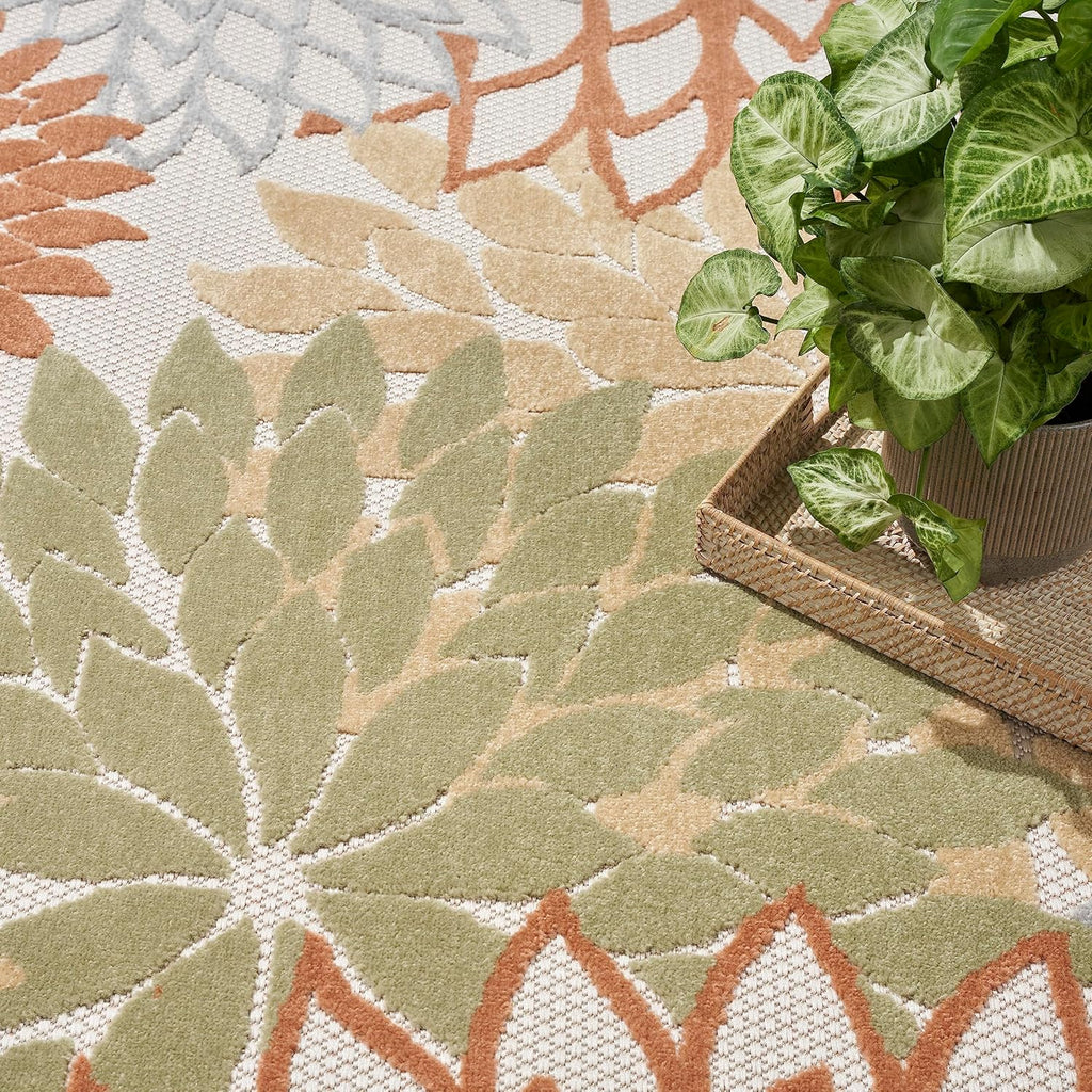 Nourison Home Aloha 63x63 Outdoor Polypropylene Fabric Rug in Ivory/Multi-Color