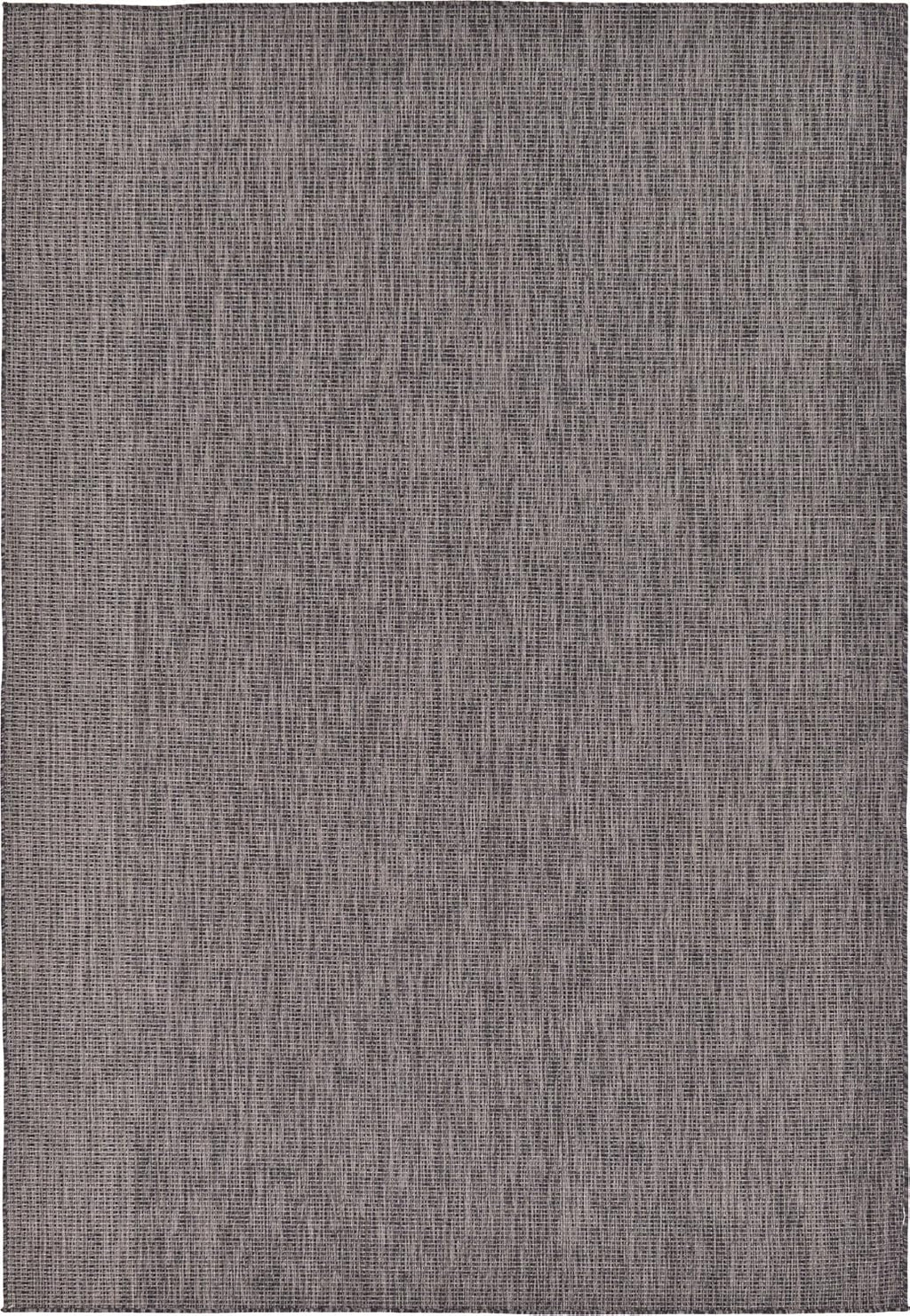 Unique Loom Collection Casual Transitional Solid Heathered Indoor/Outdoor Flatweave Area Rug (7' 1" x 10' Rectangle, Black/Ivory)