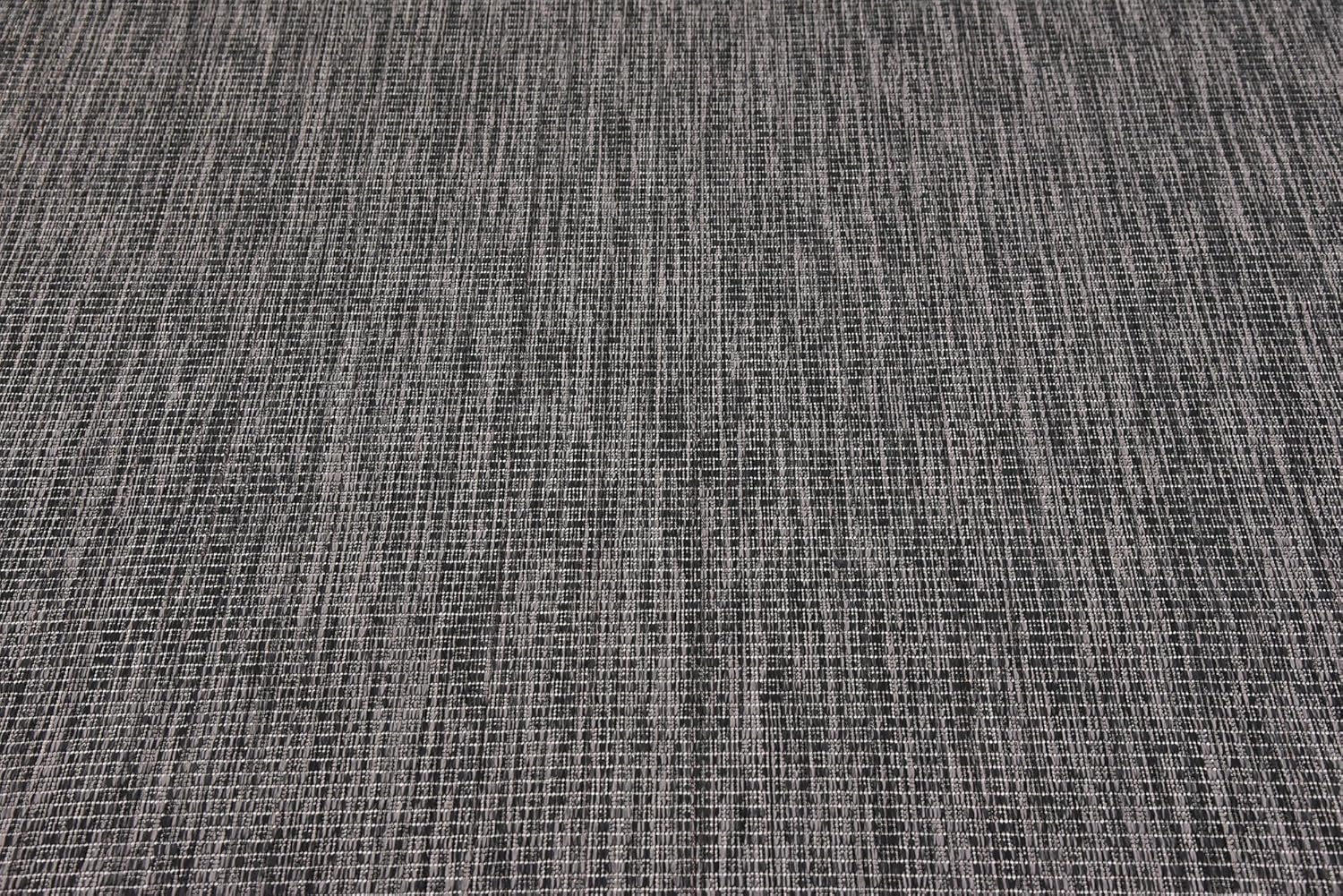 Unique Loom Collection Casual Transitional Solid Heathered Indoor/Outdoor Flatweave Area Rug (6' 1" x 9' Rectangle, Black/Ivory)
