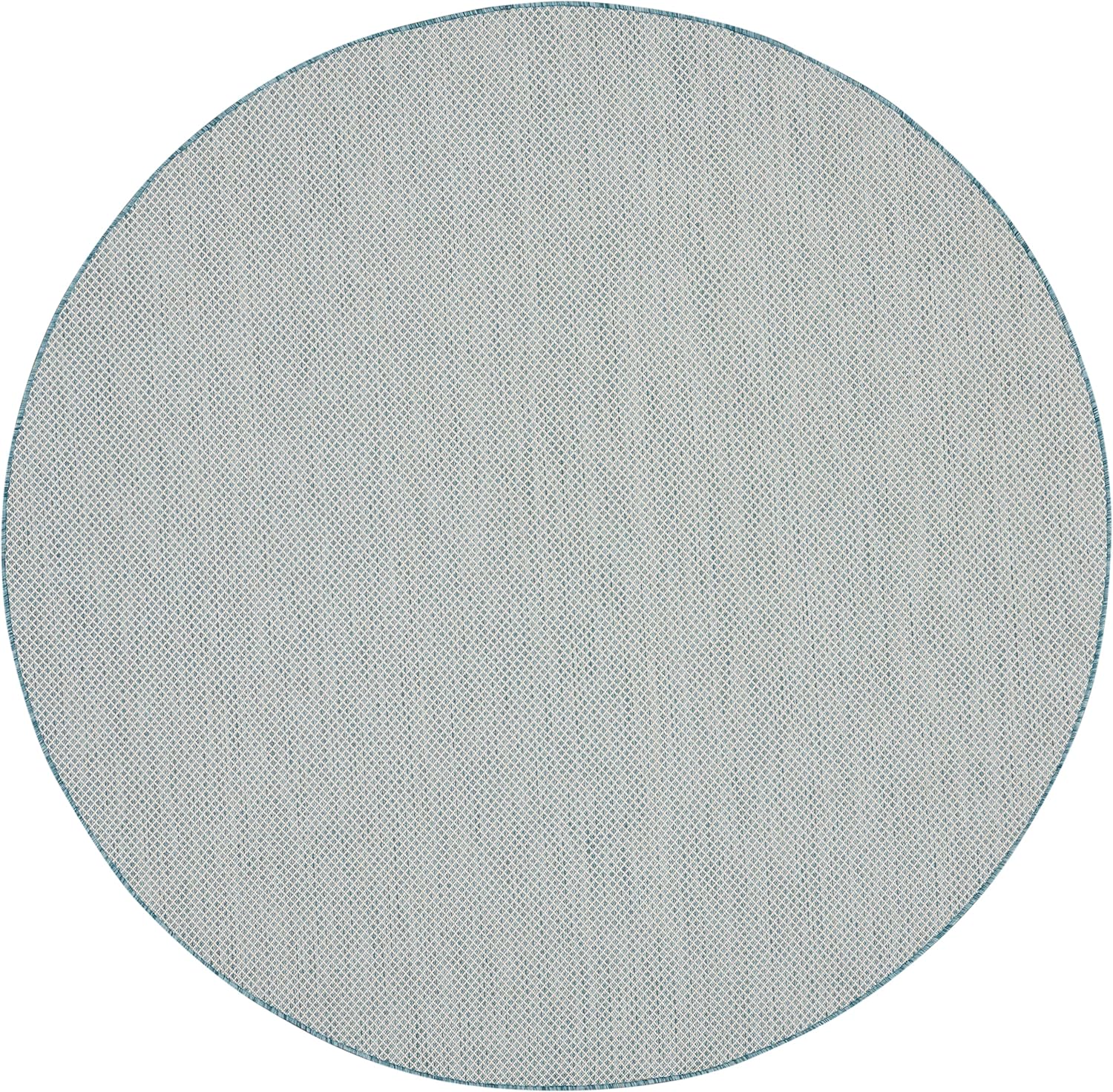 Nourison Home Courtyard 8' x Round Ivory Aqua Fabric Modern Area Rug (8' Round)