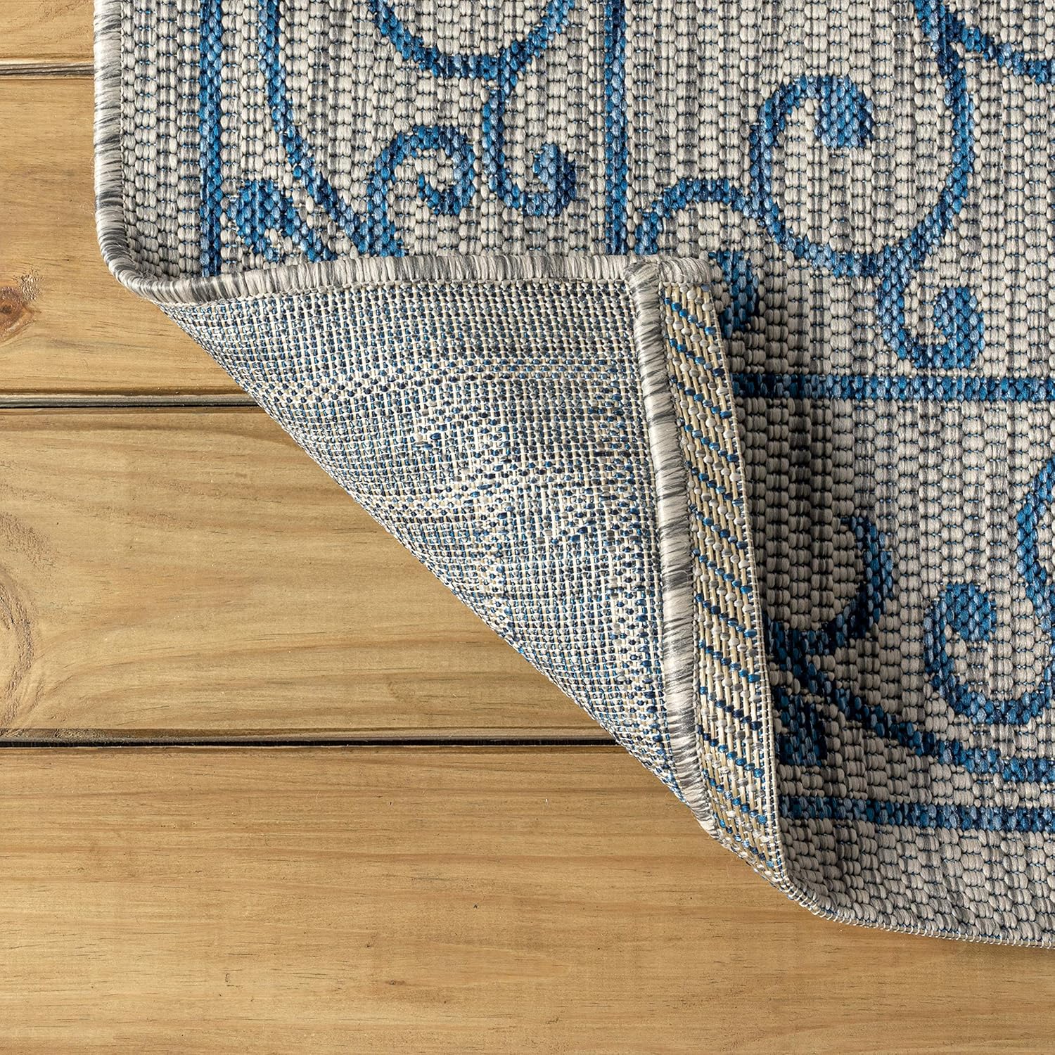 JONATHAN Y SMB106C-9SQ Charleston Vintage Filigree Textured Weave Gray/Navy 9' Square Indoor/Outdoor Area Rug, Pet Friendly, Non-Shedding, Stain Resistant, Easy-Cleaning for Backyard, Patio, Porch