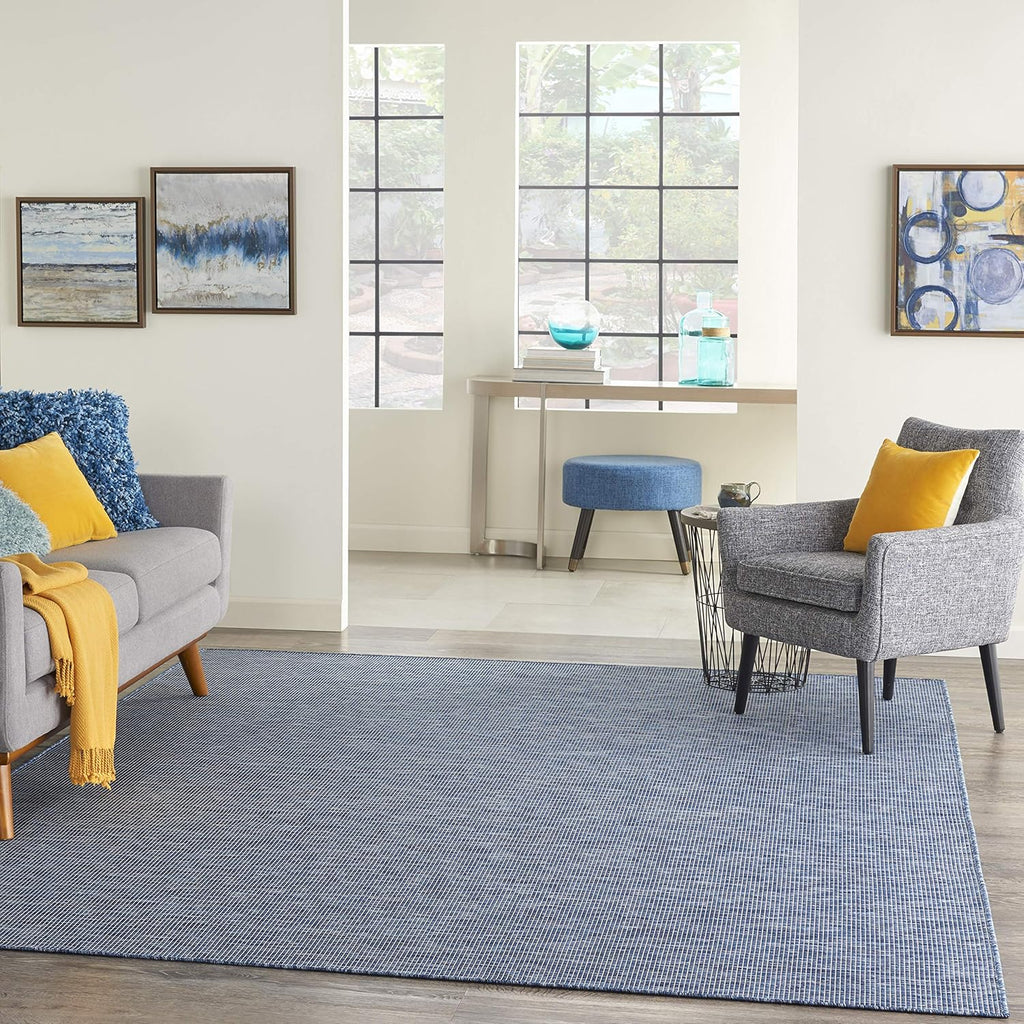 Nourison Positano Indoor-Outdoor Navy Blue 5' x 7' Area Rug, Easy Cleaning, Non Shedding, Bed Room, Living Room, Dining Room, Backyard, Deck, Patio (5x7)
