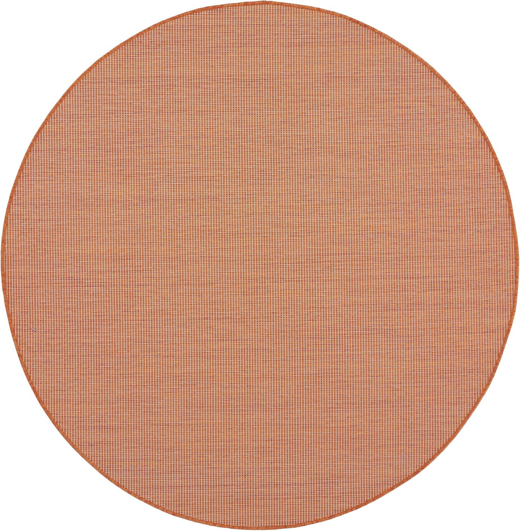 Nourison Positano Indoor/Outdoor Terracotta 6' x Round Area Rug, Easy Cleaning, Non Shedding, Bed Room, Living Room, Dining Room, Backyard, Deck, Patio (6 Round)