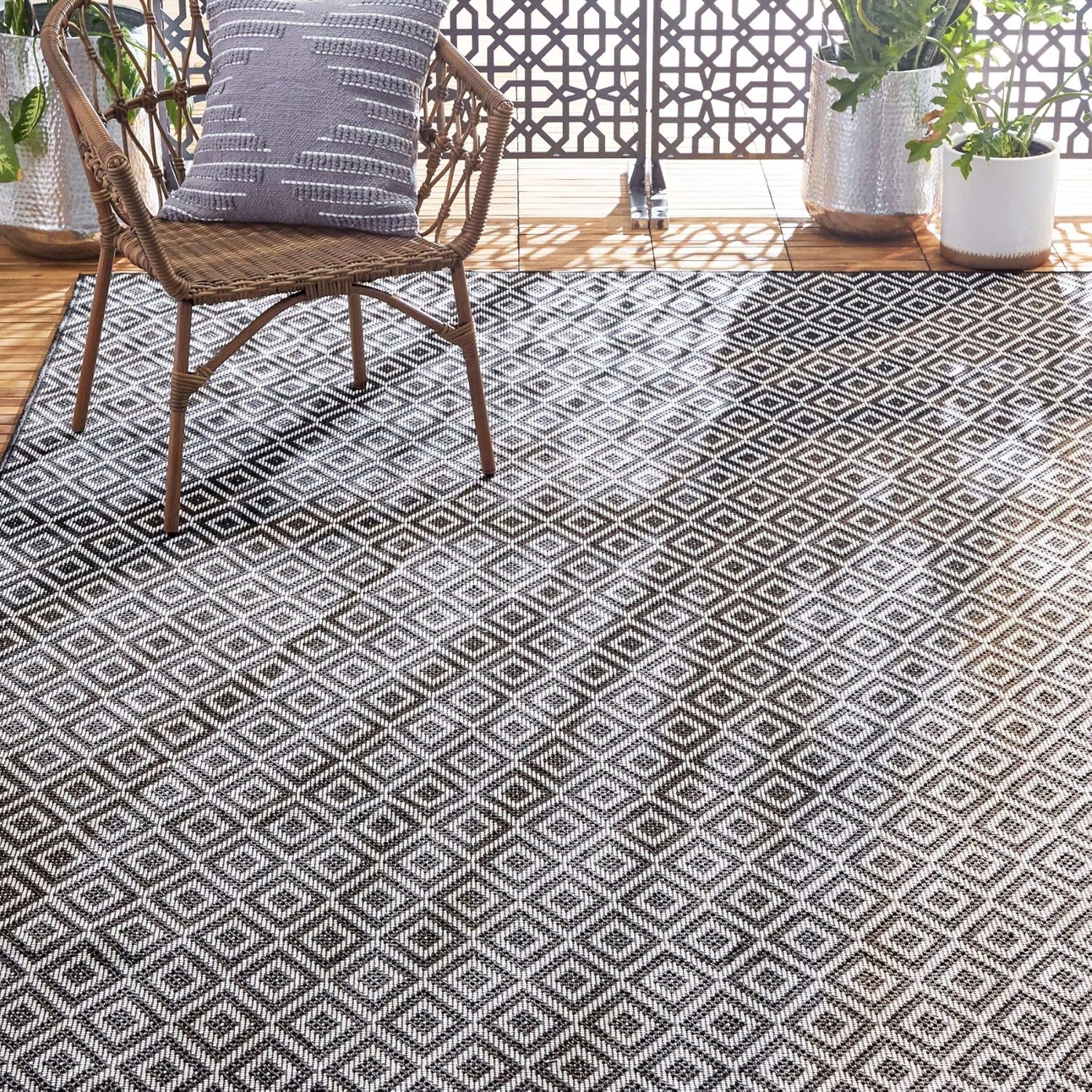 Home Dynamix Tripoli Lydia Indoor/Outdoor Area Rug, Modern Dark Gray, 7'10"x10'2" Rectangle