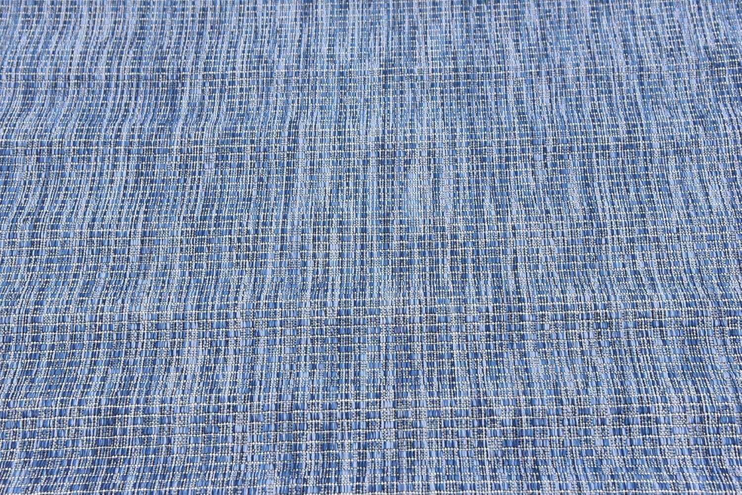 Unique Loom Collection Casual Transitional Solid Heathered Indoor/Outdoor Flatweave Area Rug (4' 1" x 6' 1" Rectangle, Blue/Navy Blue)