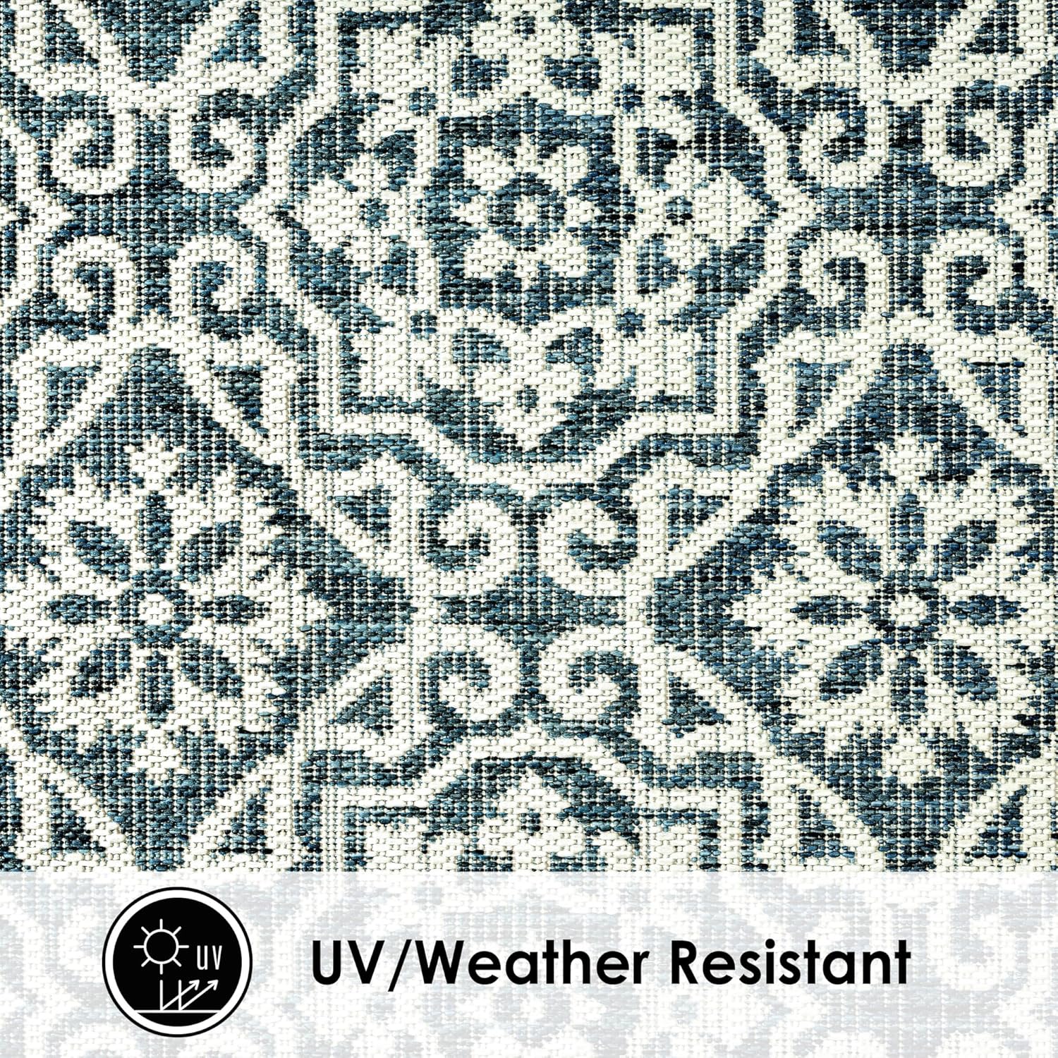 Nicole Miller New York Patio Country Julia Transitional Geometric Indoor/Outdoor Area Rug, Blue/White, 5'2"x7'2"