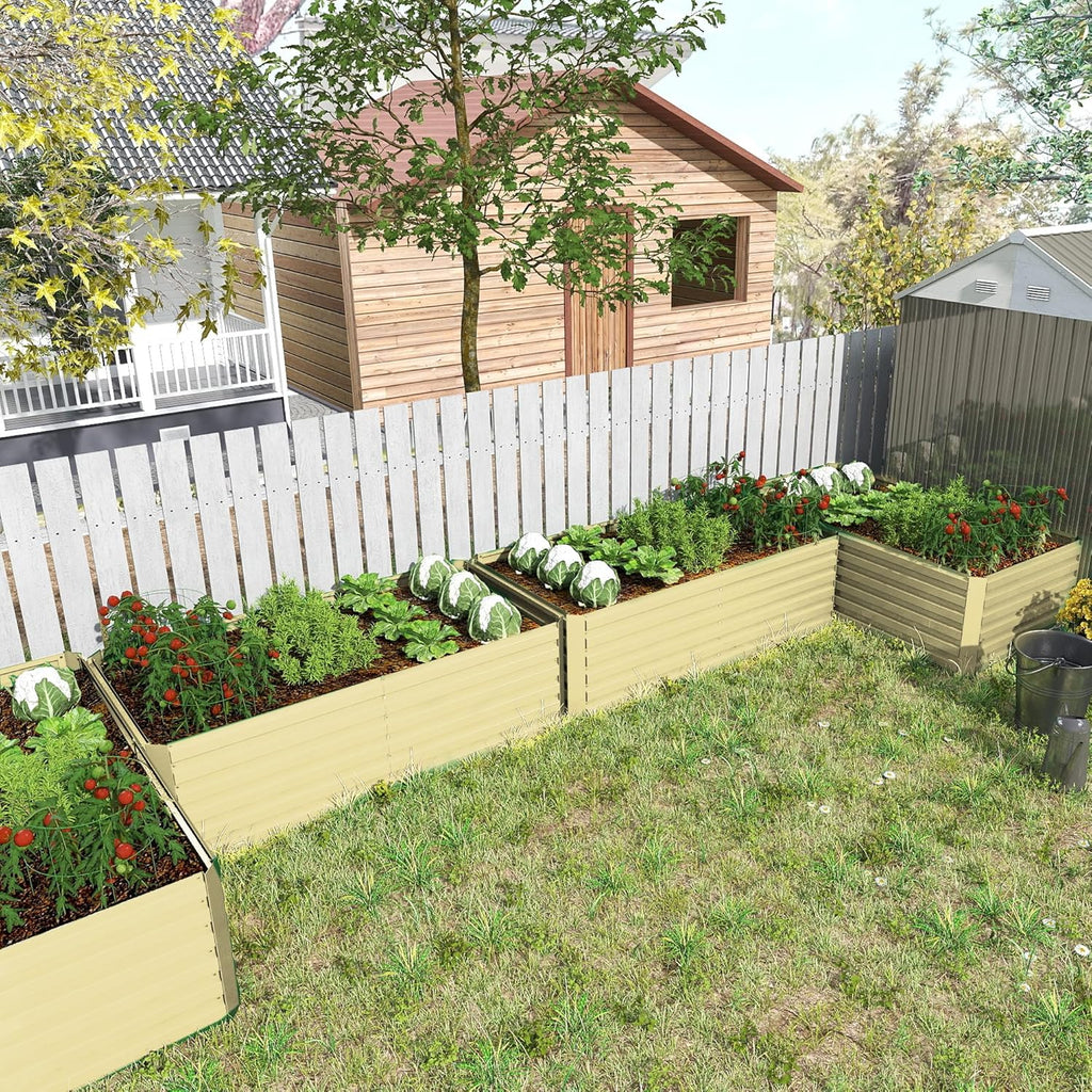 8x4x2 ft Outdoor Raised Garden Bed, Large Metal Planter Raised Beds, Planters for Outdoor Plants for Vegetables, Flowers, Herbs, Fruits, and Succulents.(4 Pcs,Yellow)