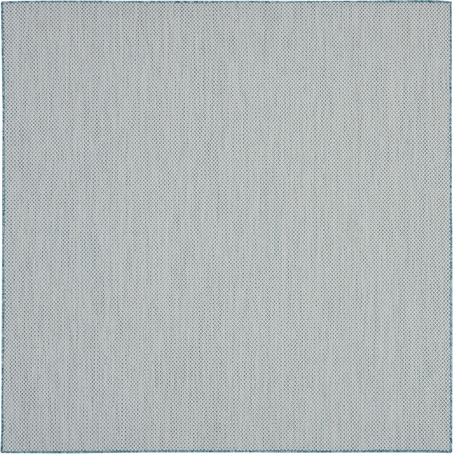 Nourison Home Courtyard Indoor/Outdoor Ivory/Aqua 8' x Square Area Rug, Easy Clean, Non Shedding, Bed Room, Living Room, Dining Room, Backyard, Deck, Patio (8 Square)