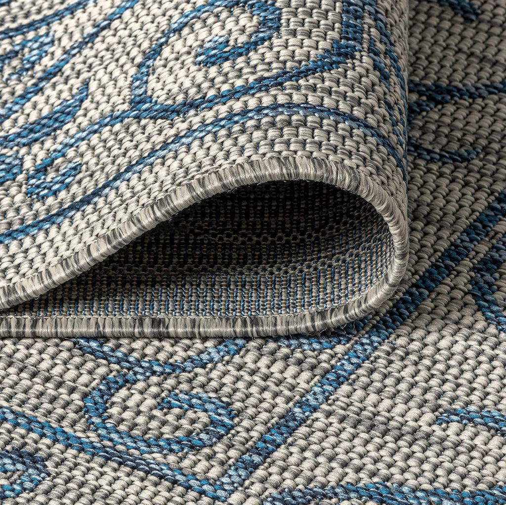 JONATHAN Y SMB106C-14 Charleston Vintage Filigree Textured Weave Gray/Navy 10 ft. x 14 ft. Indoor/Outdoor Area Rug, Pet Friendly, Non-Shedding, Stain Resistant, Easy-Cleaning for Backyard, Patio