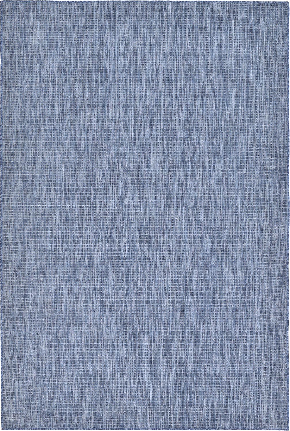 Unique Loom Collection Casual Transitional Solid Heathered Indoor/Outdoor Flatweave Area Rug (6' 1" x 9' Rectangle, Blue/Navy Blue)