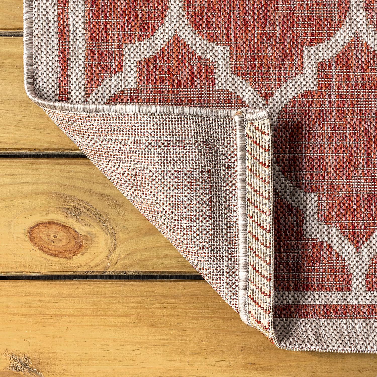 Eyely BMS109C-28 Santa Monica Trebol Moroccan Trellis Textured Weave Indoor/Outdoor Runner Rug Coastal;Bohemian, Bedroom, Backyard, Patio, Easy-Cleaning, Non-Shedding, 2 X 8, Red/Beige