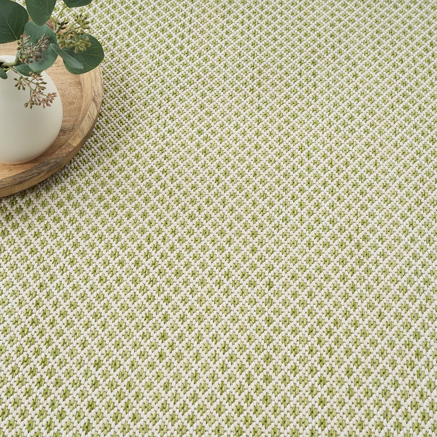 Nourison Home Courtyard 48" x 72" Fabric Indoor/Outdoor Rug in Ivory Green