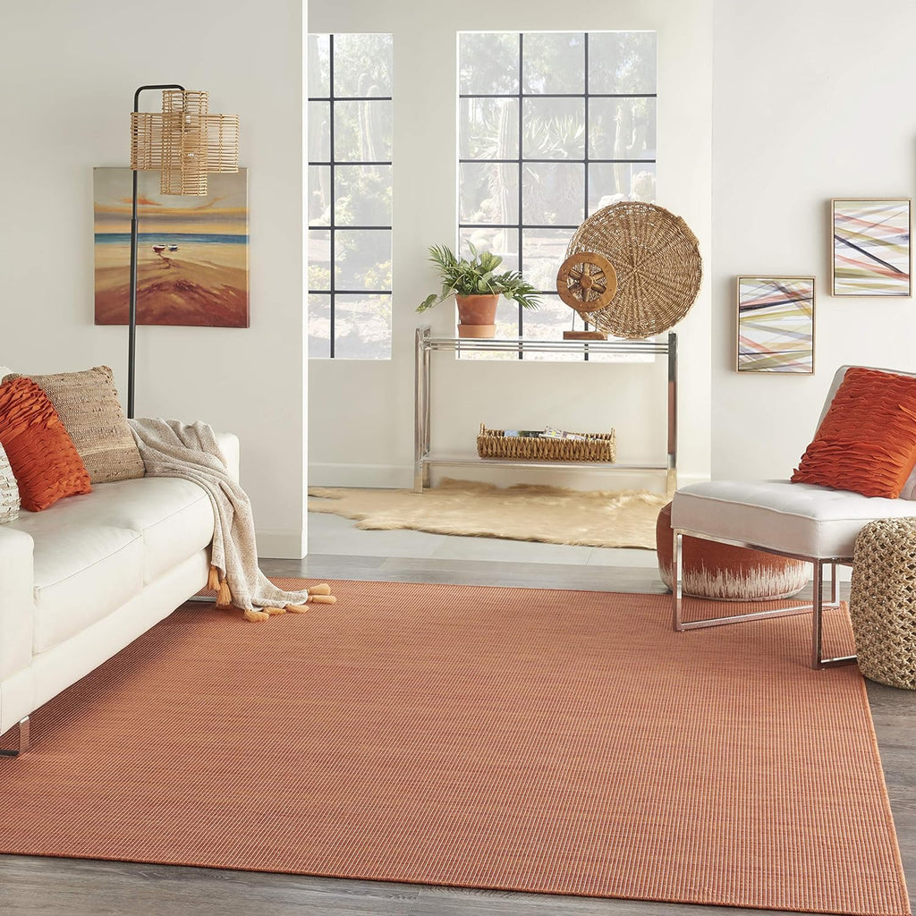 Nourison Home Positano Indoor/Outdoor Terracotta 10' x 14' Area Rug, Easy Cleaning, Non Shedding, Bed Room, Living Room, Dining Room, Backyard, Deck, Patio (10x14)
