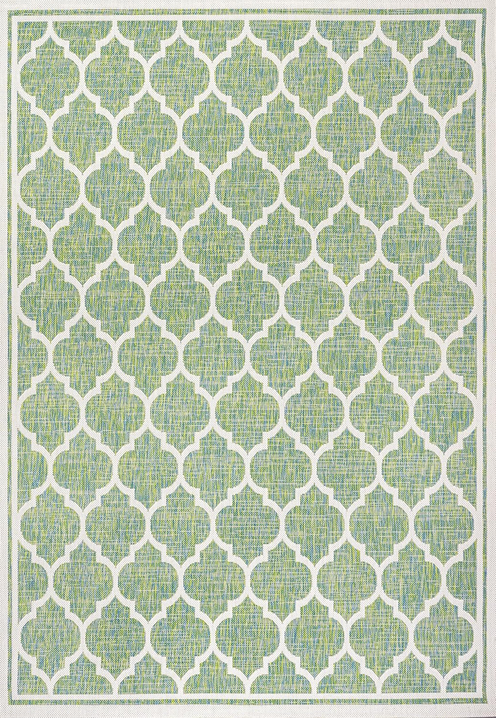 Eyely BMS109I-4 Santa Monica Trebol Moroccan Trellis Textured Weave Indoor/Outdoor Area Rug Coastal;Bohemian, Bedroom, Backyard, Patio, Easy-Cleaning, Non-Shedding, 4 X 6, Cream/Green