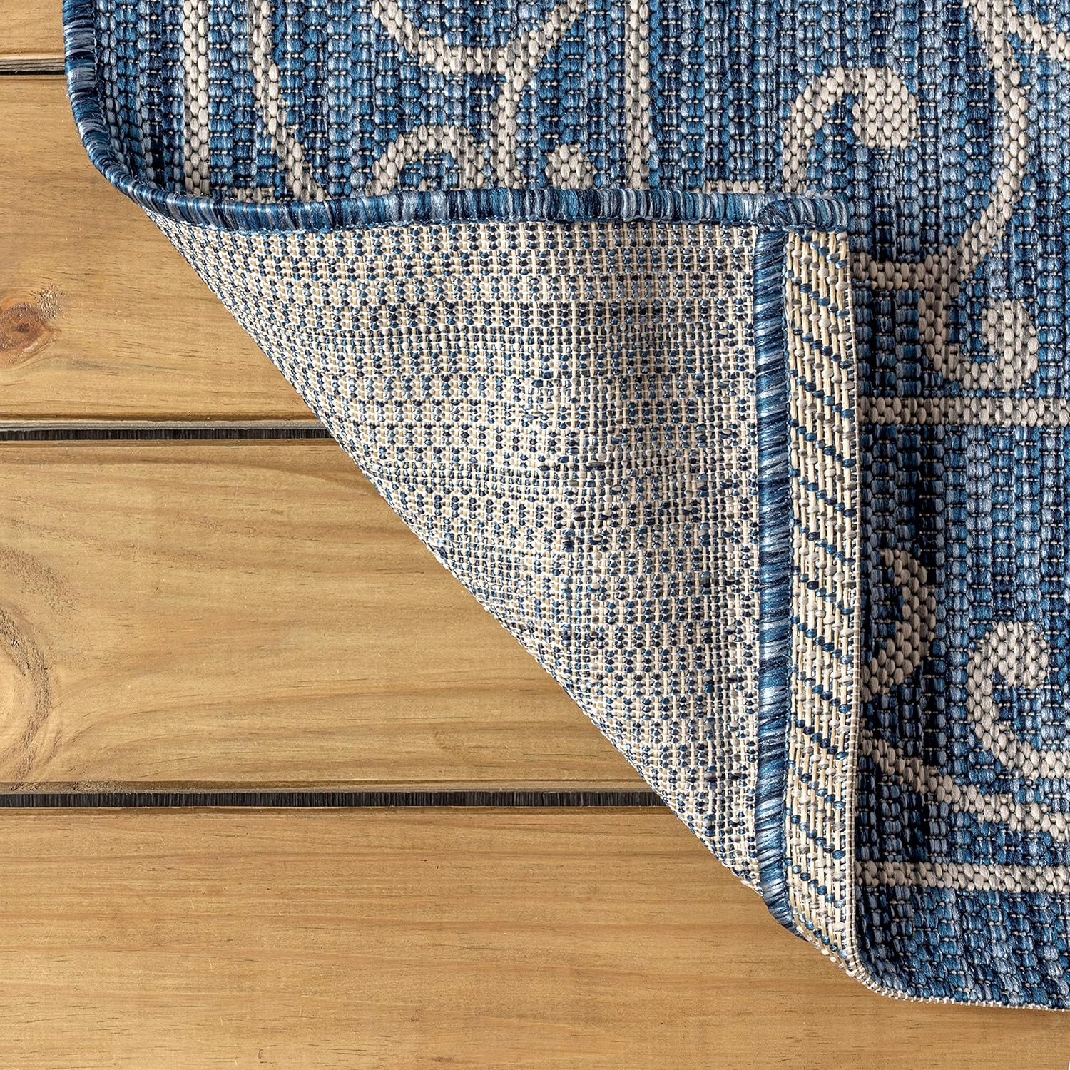 JONATHAN Y SMB106D-6R Charleston Vintage Filigree Textured Weave Navy/Gray 6' Round Indoor/Outdoor Area Rug, Pet Friendly, Non-Shedding, Stain Resistant, Easy-Cleaning for Backyard, Patio, Porch