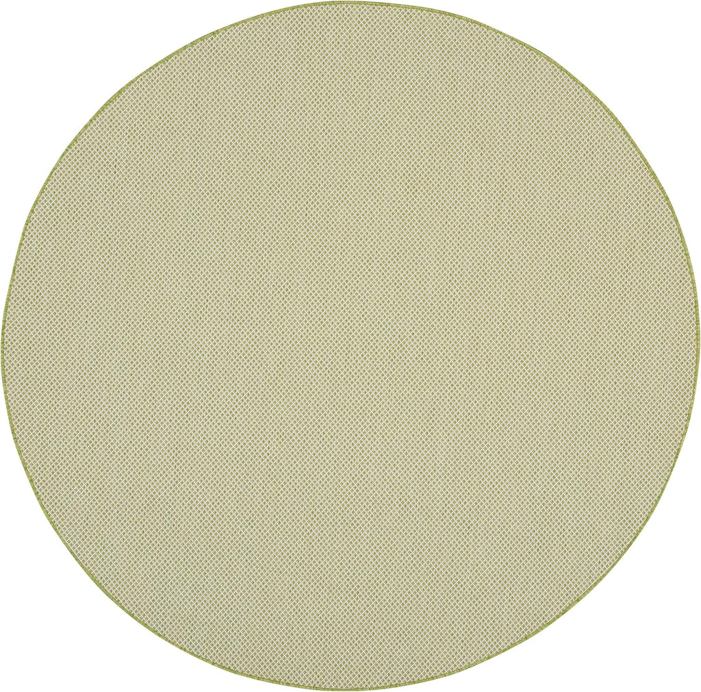 Nourison Home Courtyard Indoor/Outdoor Ivory Green 8' x Round Area Rug, Easy Cleaning, Non Shedding, Bed Room, Living Room, Dining Room, Backyard, Deck, Patio (8 Round)
