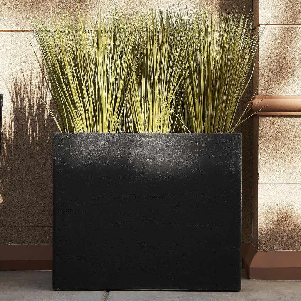Tall Rectangular Composite ConcretePlanter（30Lx12Wx25H，66 Pounds）,Durable All-Weather Use with Drainage Holes,Large Rectangular Planter for Outdoor Indoor Plants