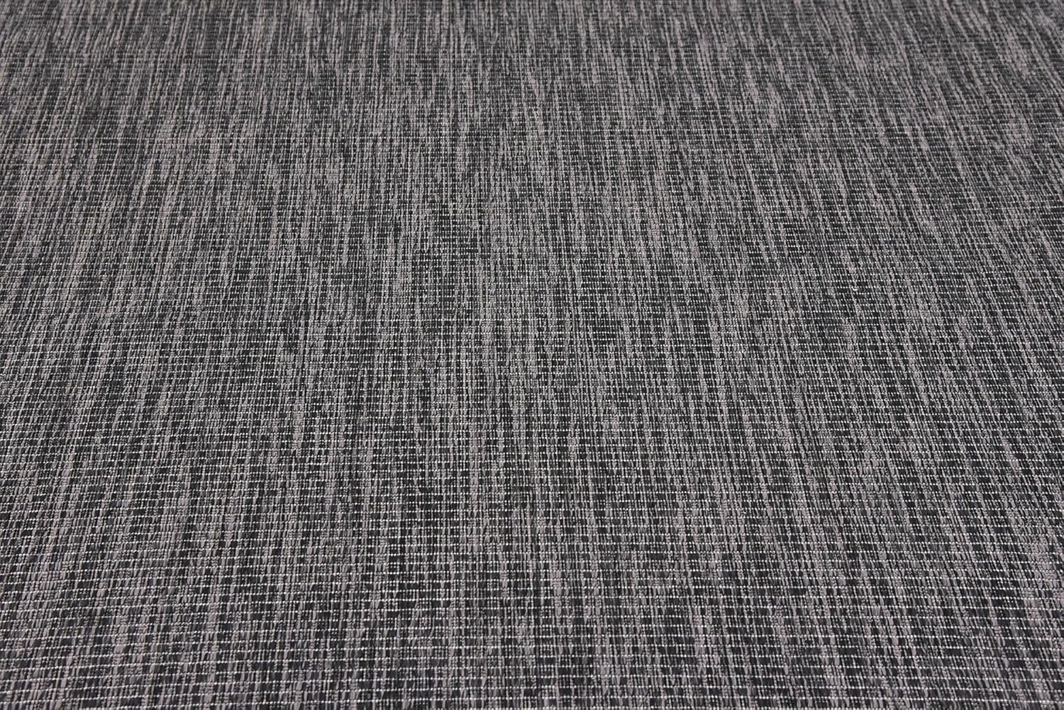 Unique Loom Collection Casual Transitional Solid Heathered Indoor/Outdoor Flatweave Area Rug (7' 1" x 10' Rectangle, Black/Ivory)